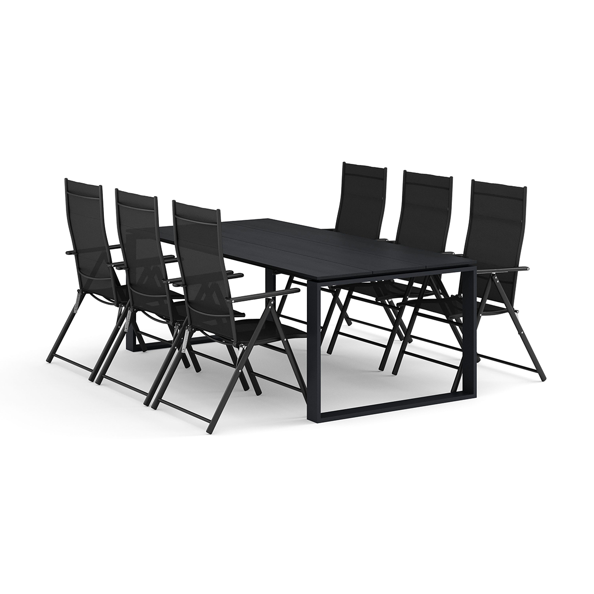 Trädgårdsgrupp Comfort Garden Devon utomhus matgrupp 210x100 cm med 6 positionsstolar