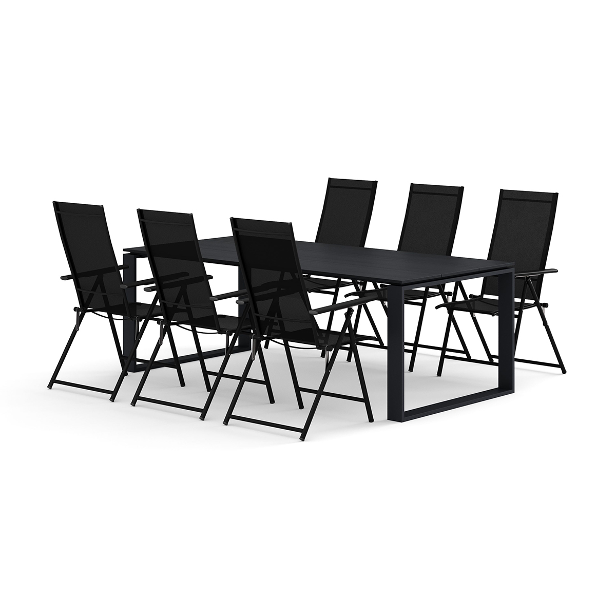 Trädgårdsgrupp Comfort Garden Devon utomhus matgrupp 210x100 cm med 6 Sanna positionsstolar