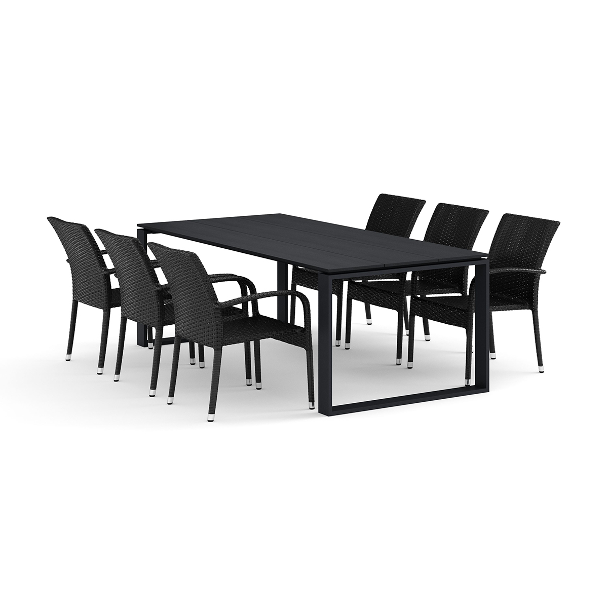 Trädgårdsgrupp Comfort Garden Devon utomhus matgrupp 210x100 cm med 6 Thor Light Trädgårdsfåtölj