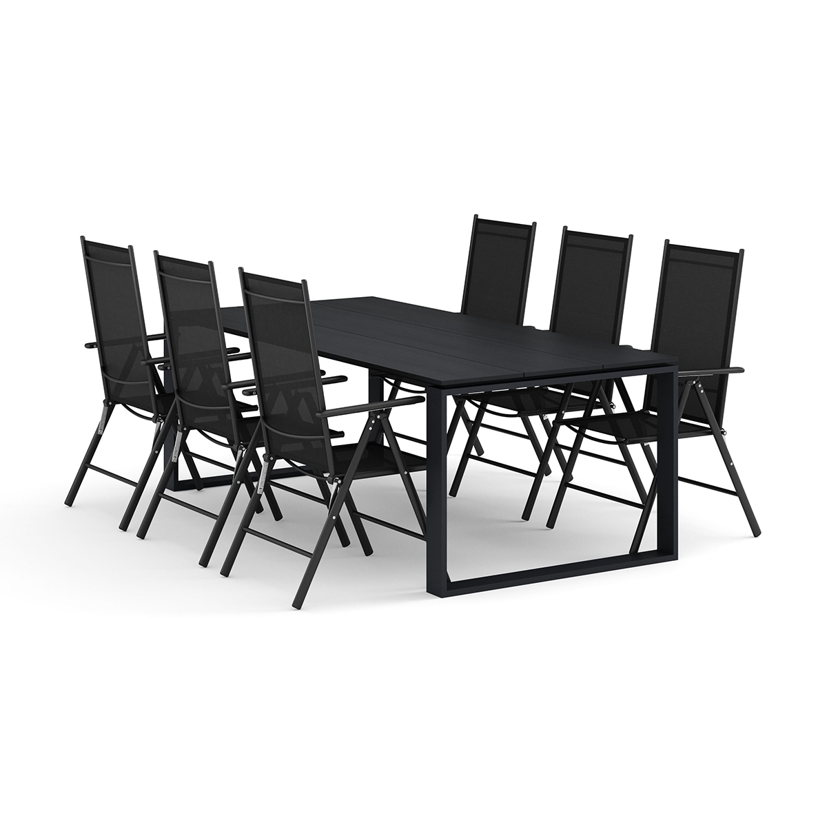 Trädgårdsgrupp Comfort Garden Devon utomhus matgrupp 210x100 cm med 6 Maggie positionsstolar