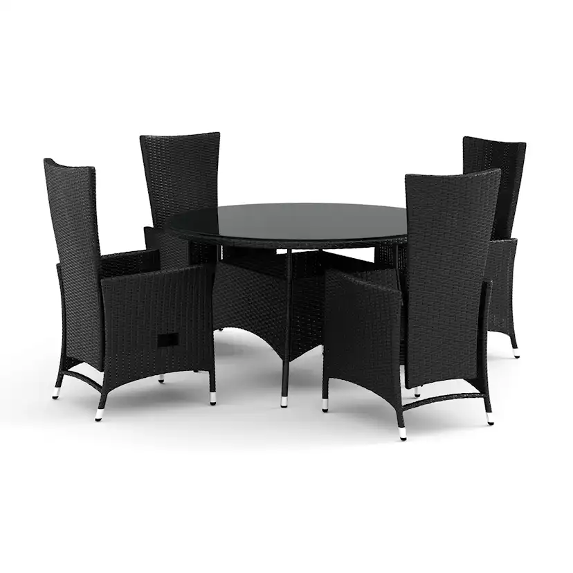 Trädgårdsgrupp Comfort Garden Thor utomhus rund matgrupp 140 cm med 4 Jenny matstolar