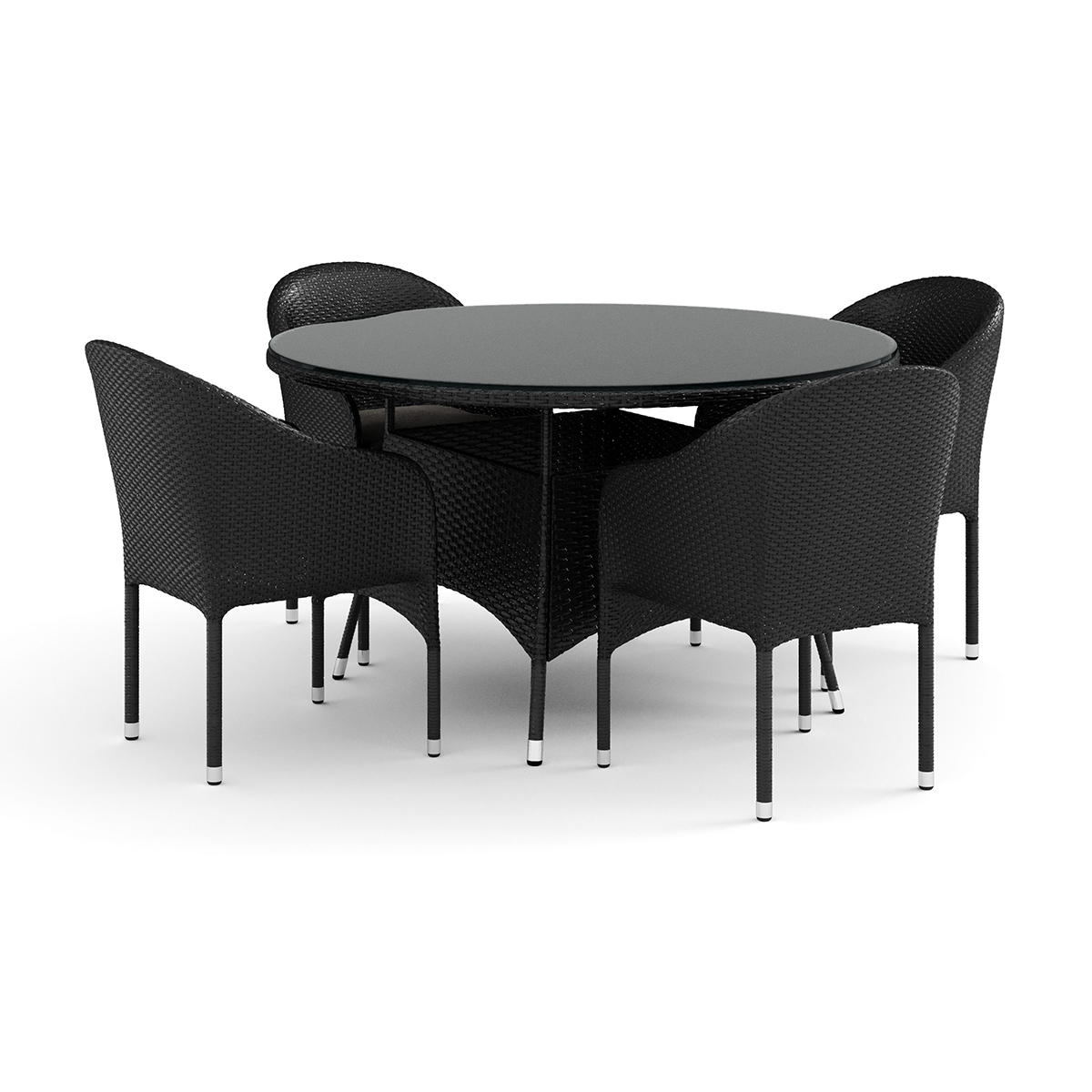 Trädgårdsgrupp Comfort Garden Thor utomhus rund matgrupp 140 cm med 4 Thor fåtöljer