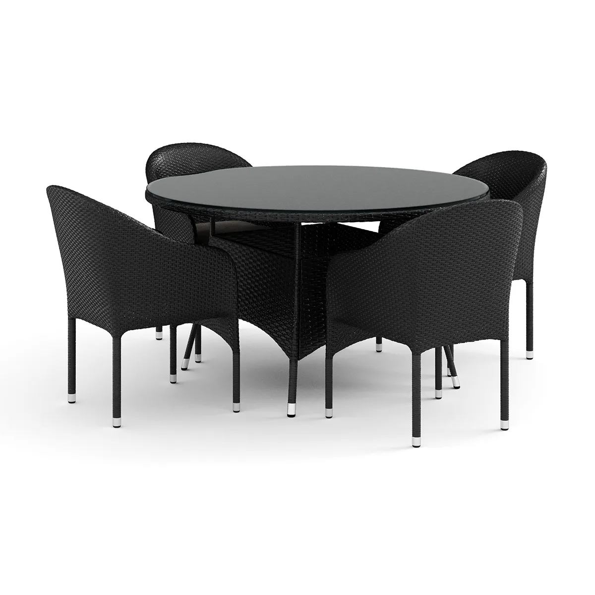 Trädgårdsgrupp Comfort Garden Thor utomhus rund matgrupp 140 cm med 4 Thor fåtöljer