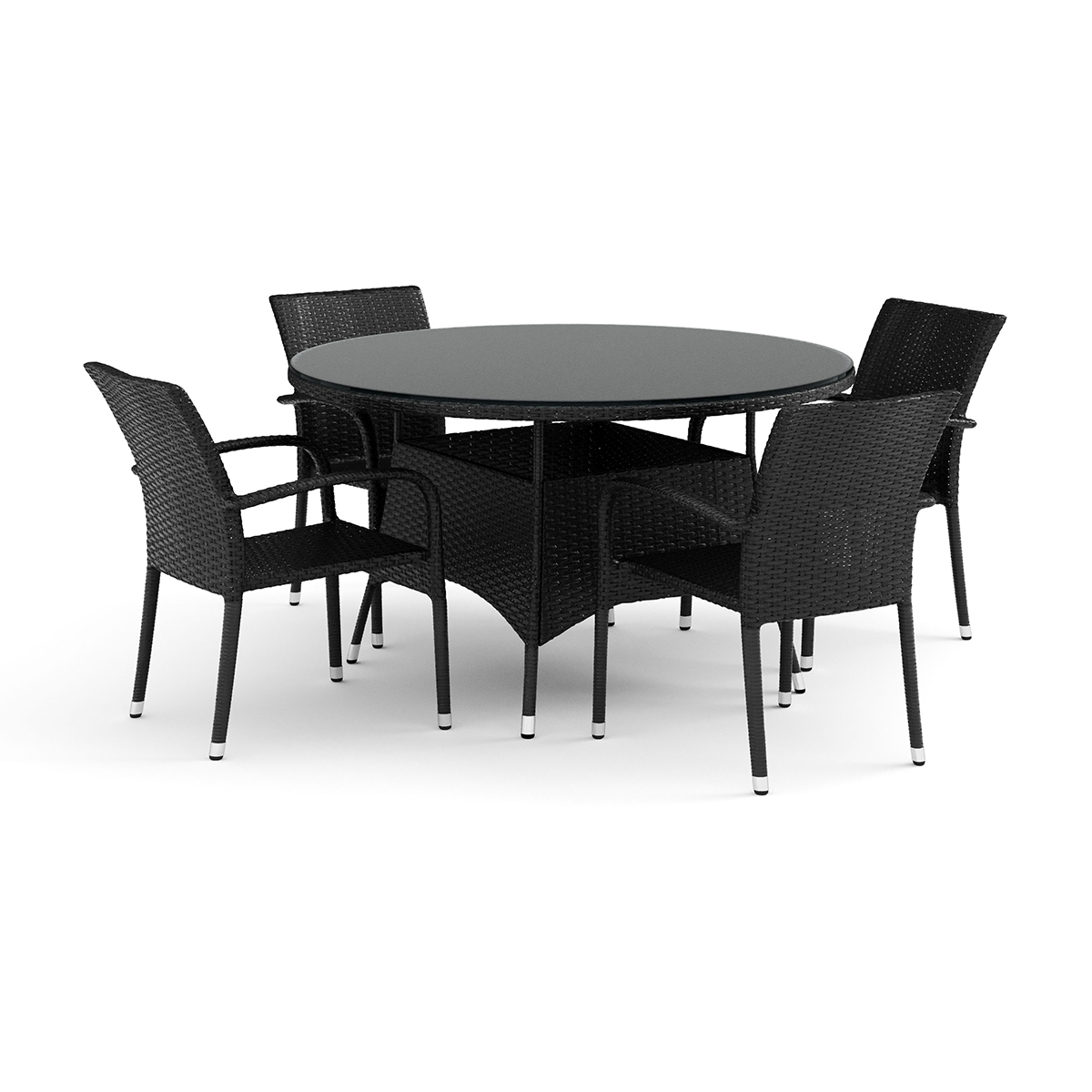 Trädgårdsgrupp Comfort Garden Thor utomhus rund matgrupp 140 cm med 4 Thor Light Trädgårdsfåtölj