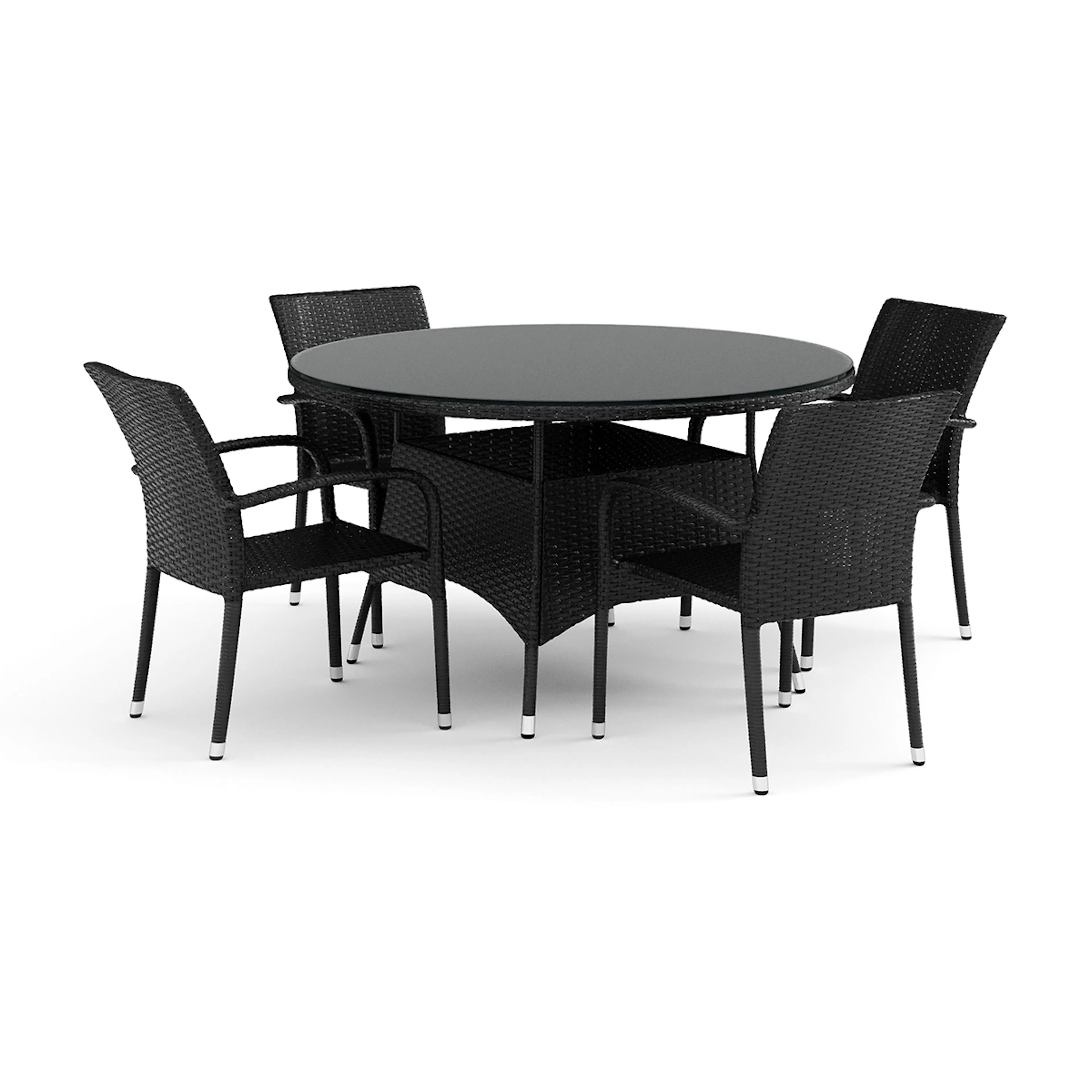 Trädgårdsgrupp Comfort Garden Thor utomhus rund matgrupp 140 cm med 4 Thor Light Trädgårdsfåtölj