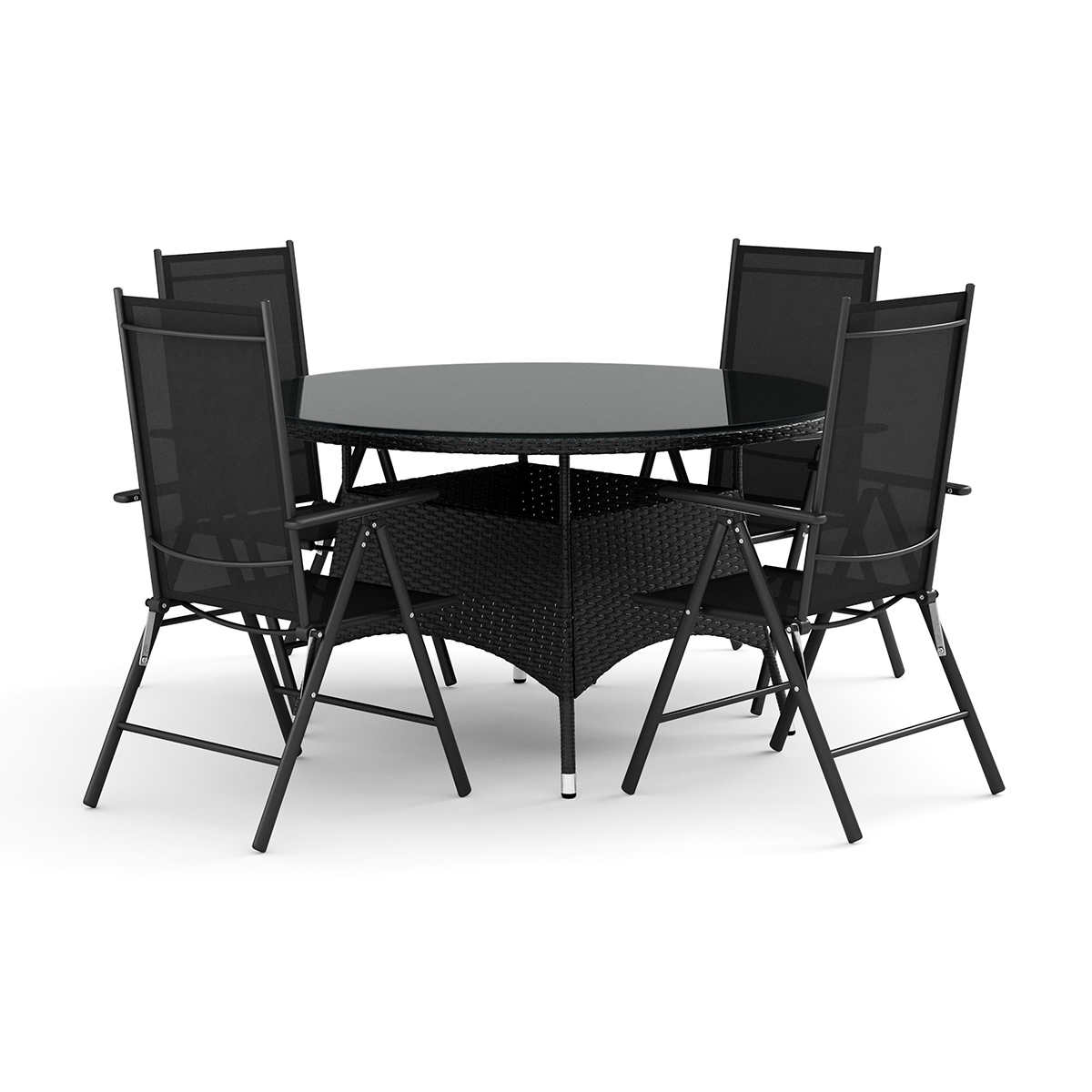 Trädgårdsgrupp Comfort Garden Thor utomhus rund matgrupp 140 cm med 4 positionsstolar