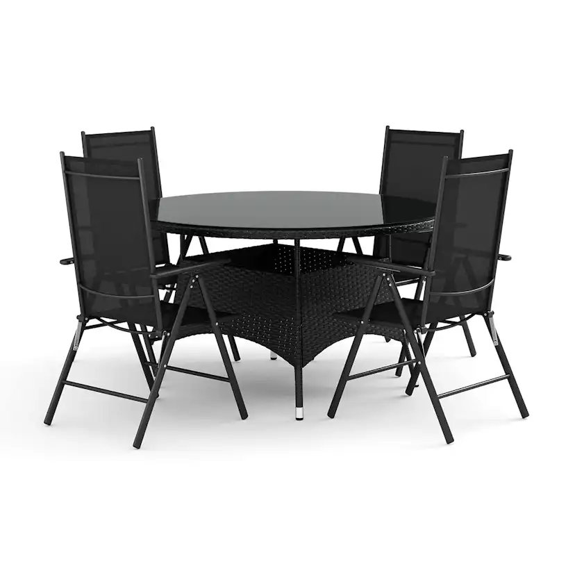 Trädgårdsgrupp Comfort Garden Thor utomhus rund matgrupp 140 cm med 4 positionsstolar