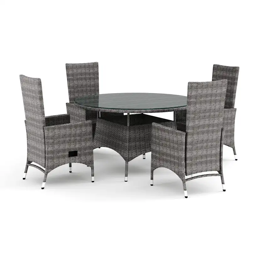 Trädgårdsgrupp Comfort Garden Thor utomhus rund matgrupp 140 cm med 4 Jenny matstolar