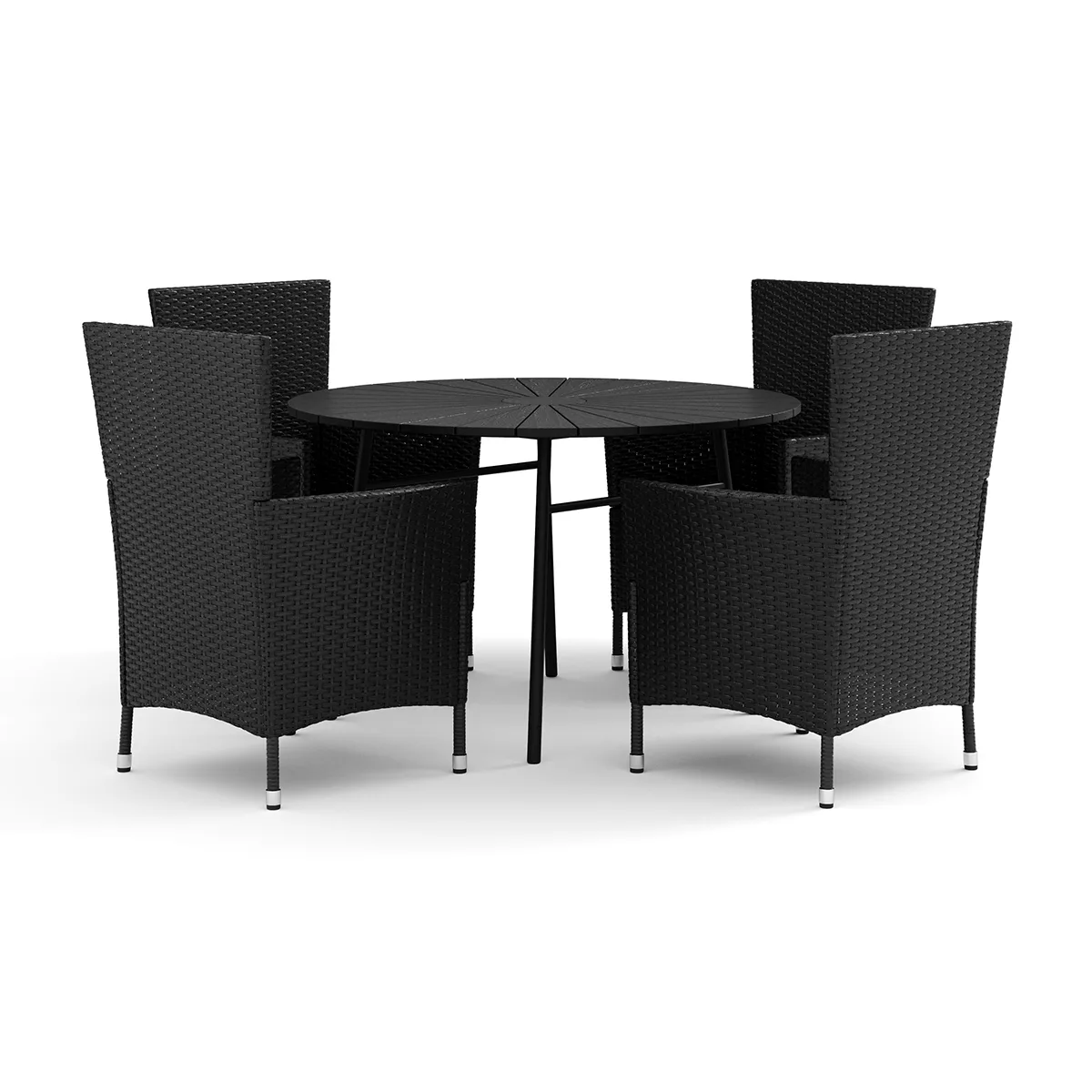 Trädgårdsgrupp Comfort Garden Tunis utomhus rund matgrupp 120 cm med 4 Thor Trädgårdsfåtölj