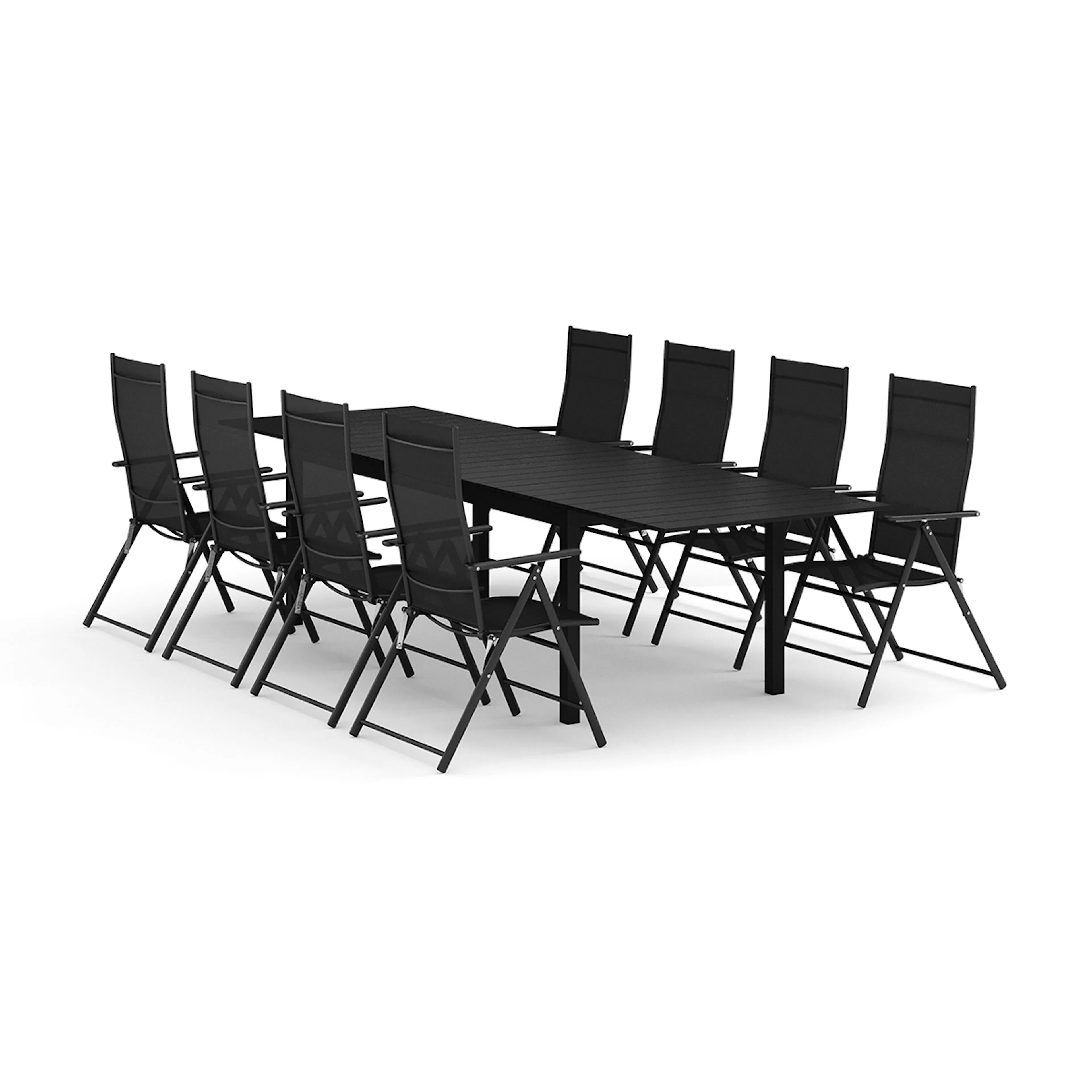 Trädgårdsgrupp Comfort Garden Tunis utomhus matgrupp förlängningsbart 205/305x90 cm med 8 positionsstolar