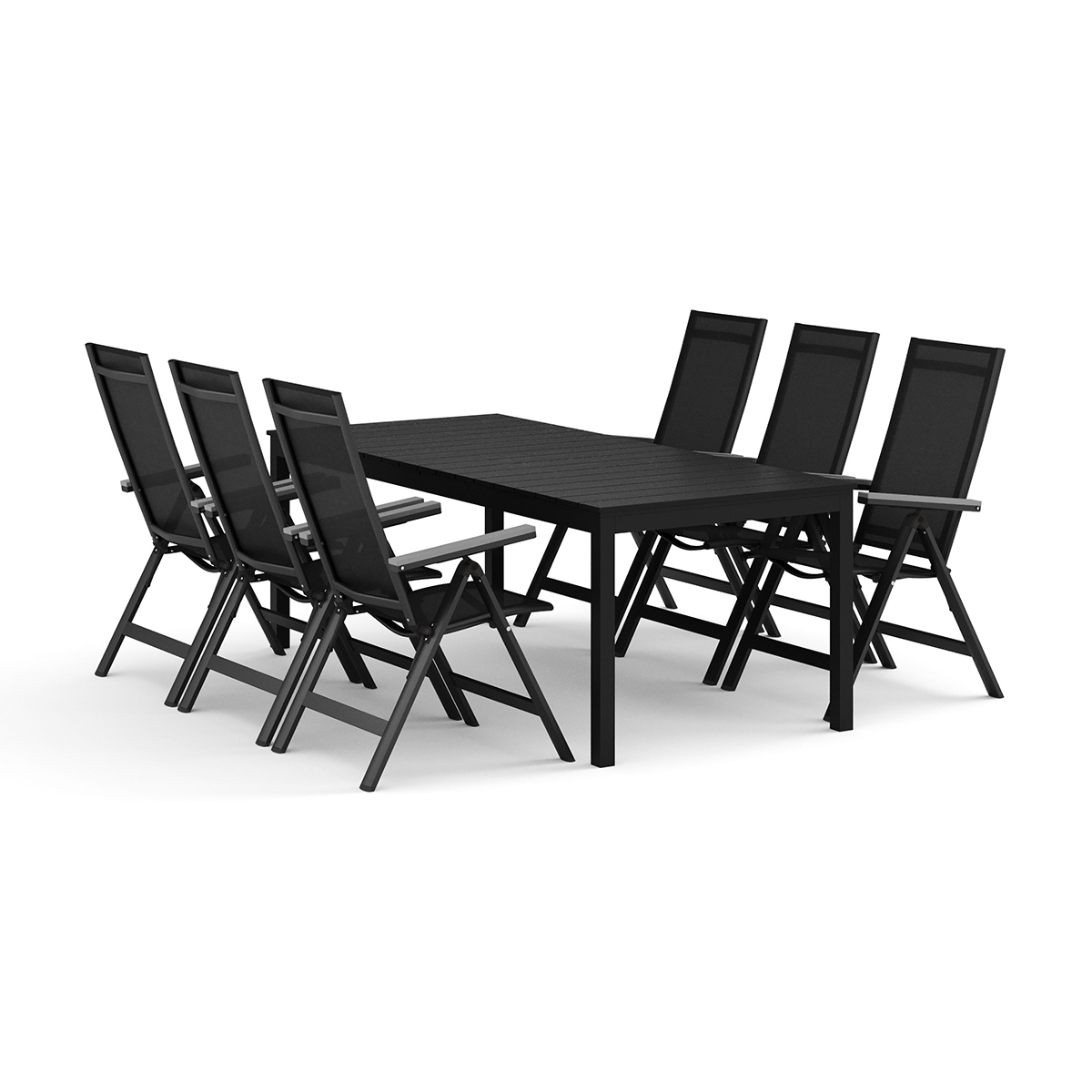 Trädgårdsgrupp Comfort Garden Tunis utomhus matgrupp förlängningsbart 205/305x90 cm med 6 Monaco Light positionsstolar