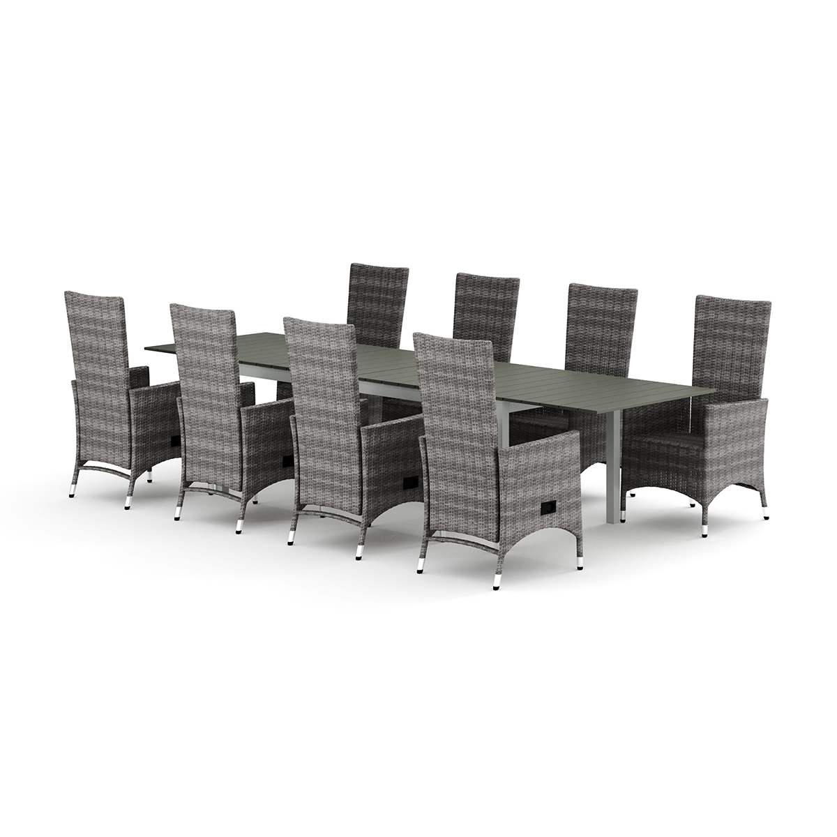 Trädgårdsgrupp Comfort Garden Tunis utomhus matgrupp förlängningsbart 205/305x90 cm med 8 Jenny matstolar
