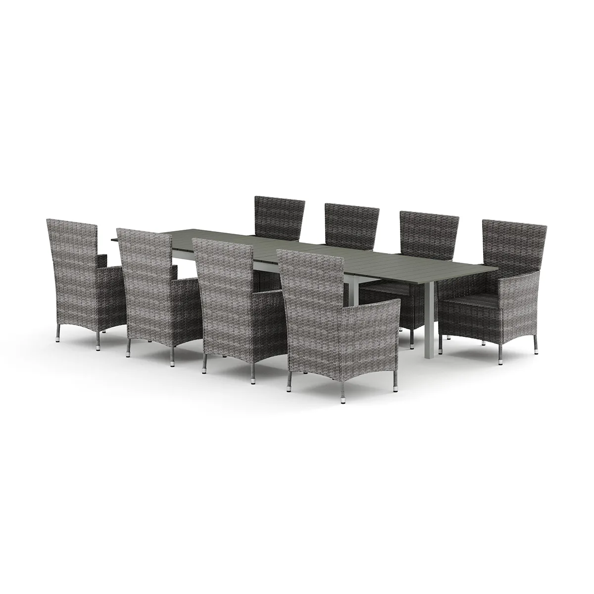 Trädgårdsgrupp Comfort Garden Tunis utomhus matgrupp förlängningsbart 205/305x90 cm med 8 Thor Trädgårdsfåtölj