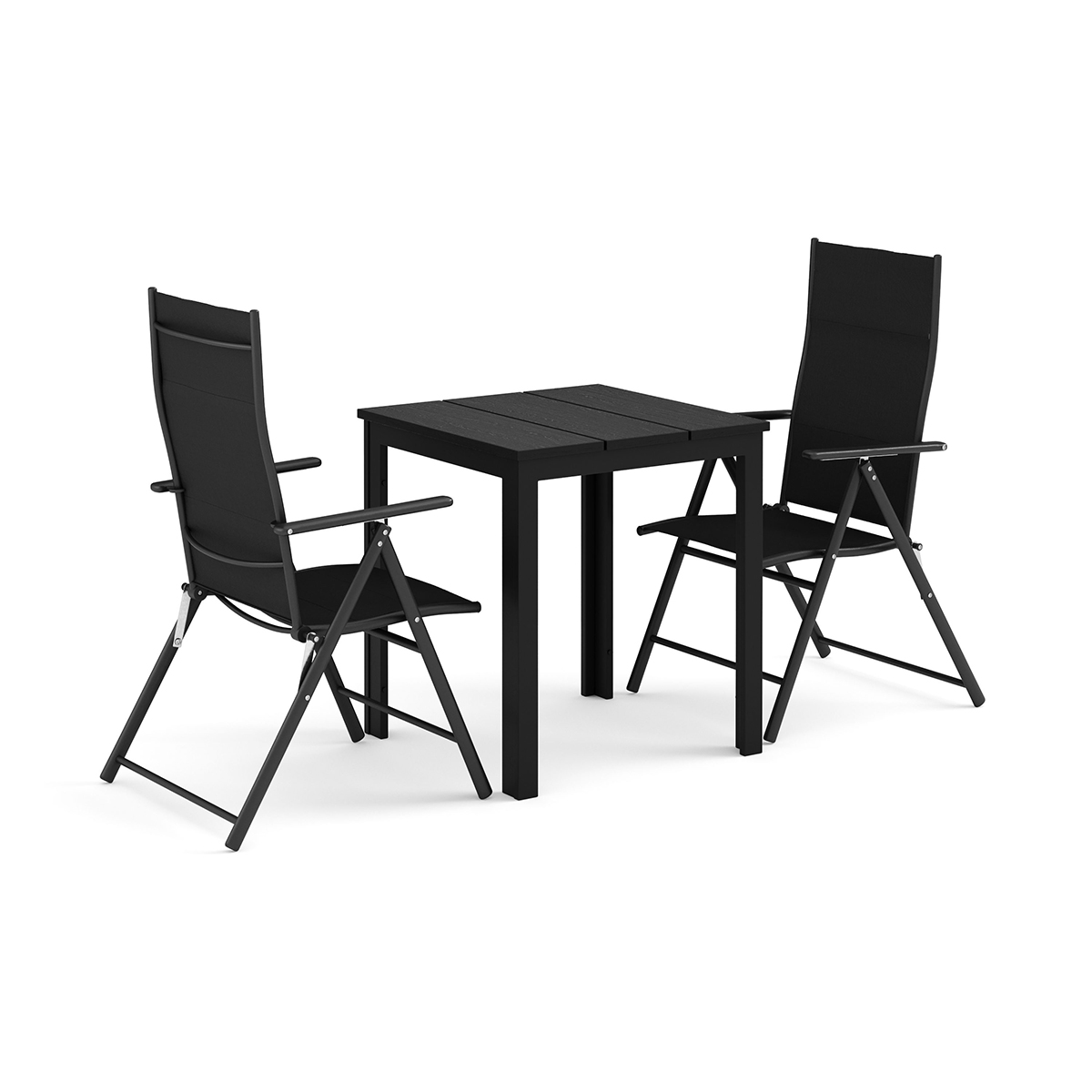 Trädgårdsgrupp Comfort Garden Tunis utomhus caféset 70x70 cm med 2 positionsstolar