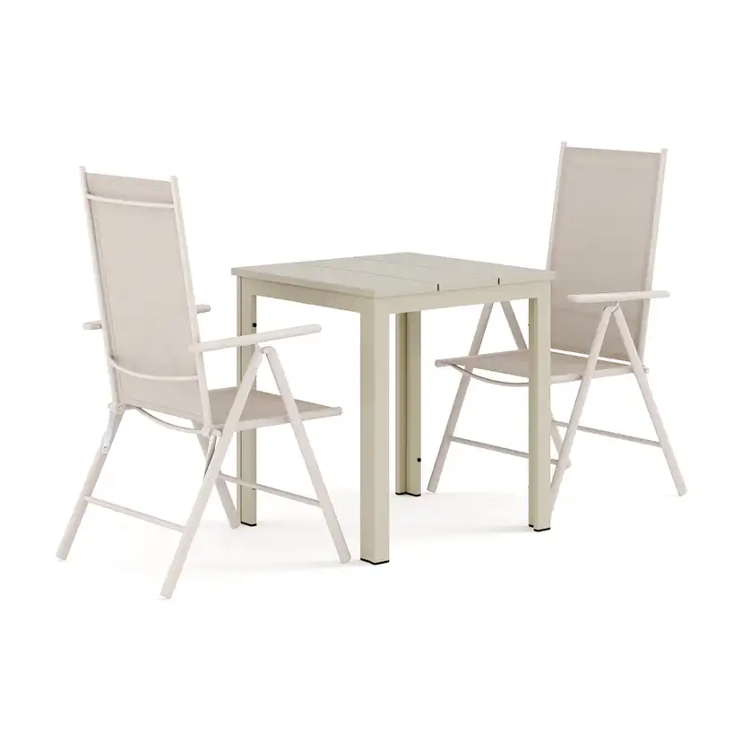 Trädgårdsgrupp Comfort Garden Tunis utomhus caféset 70x70 cm med 2 Maggie positionsstolar