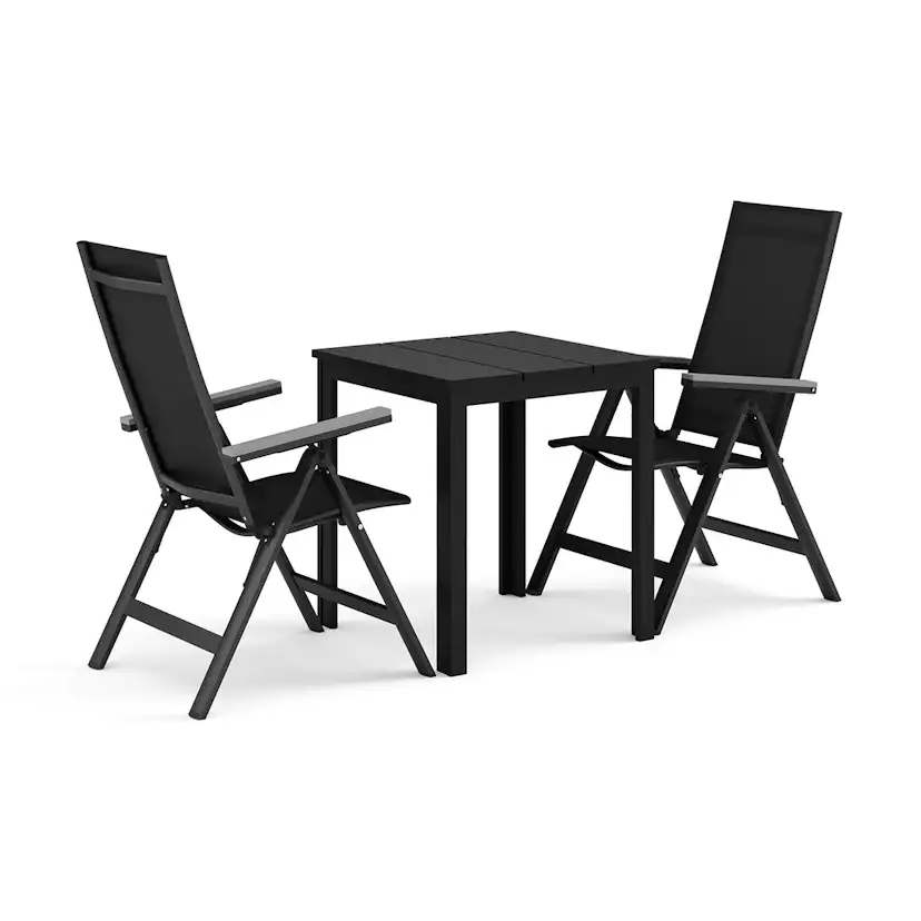 Trädgårdsgrupp Comfort Garden Tunis utomhus caféset 70x70 cm med 2 Monaco Light positionsstolar