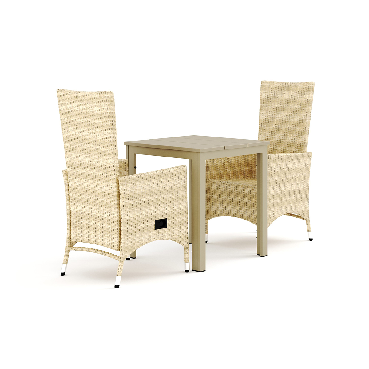 Trädgårdsgrupp Comfort Garden Tunis utomhus caféset 70x70 cm med 2 Jenny matstolar