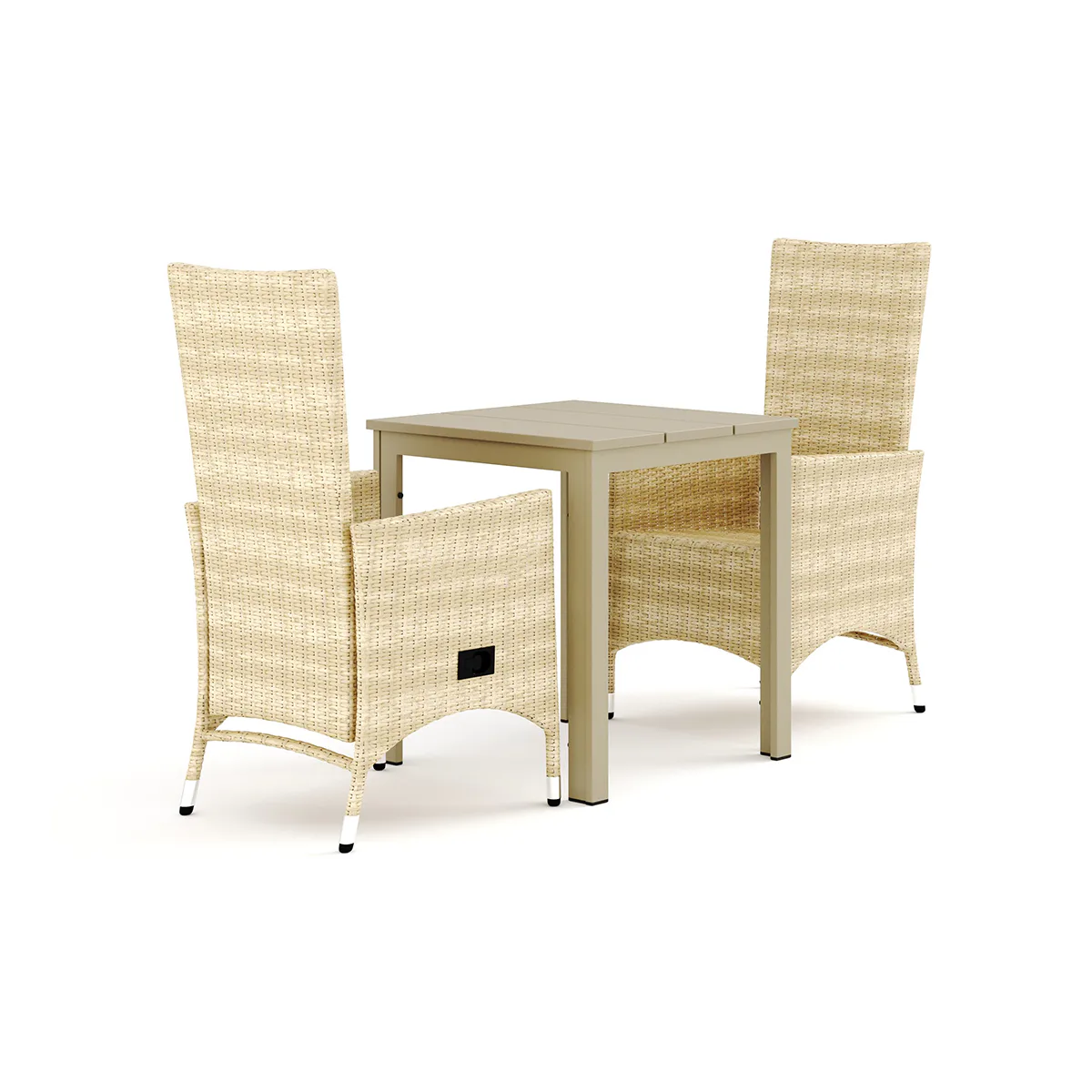 Trädgårdsgrupp Comfort Garden Tunis utomhus caféset 70x70 cm med 2 Jenny matstolar