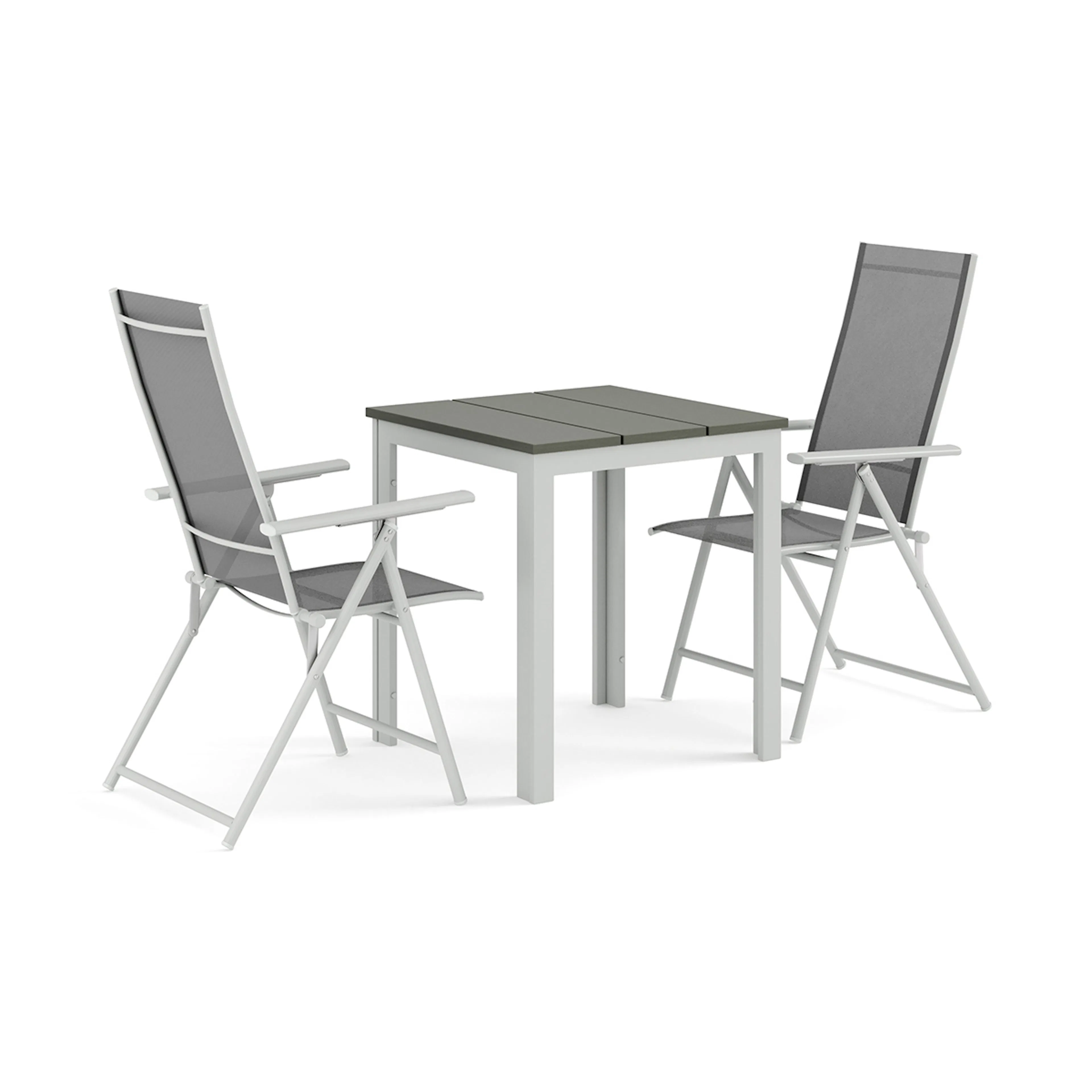 Trädgårdsgrupp Comfort Garden Tunis utomhus caféset 70x70 cm med 2 Sanna positionsstolar