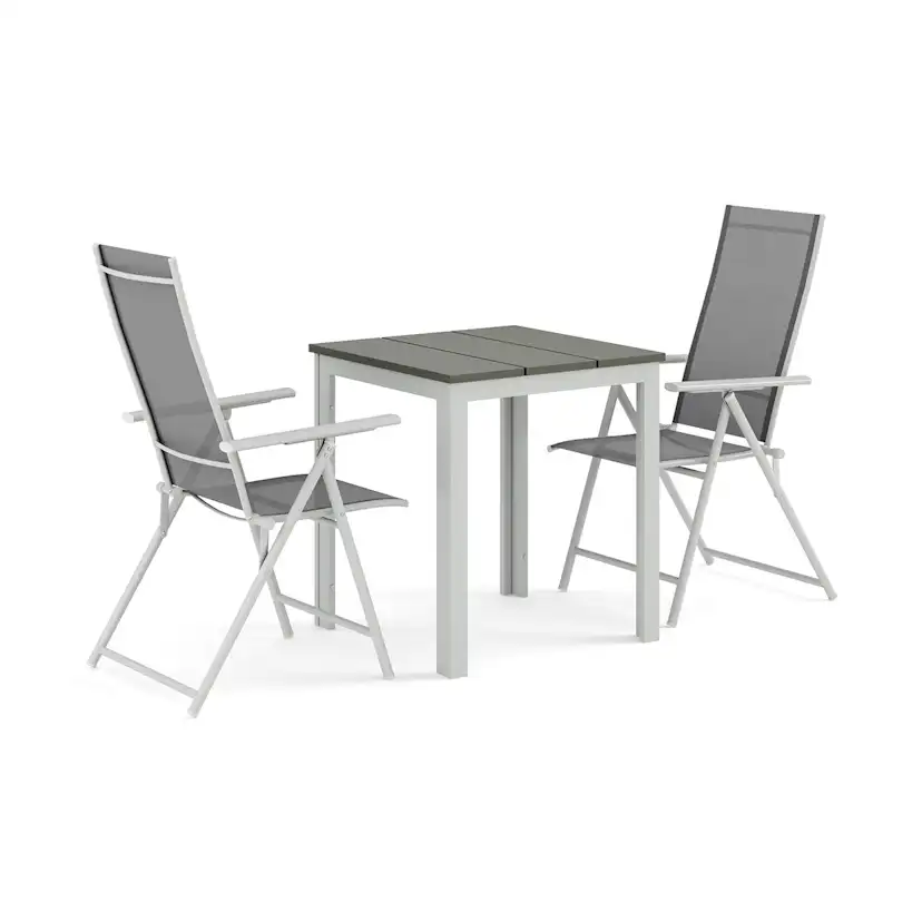 Trädgårdsgrupp Comfort Garden Tunis utomhus caféset 70x70 cm med 2 Sanna positionsstolar
