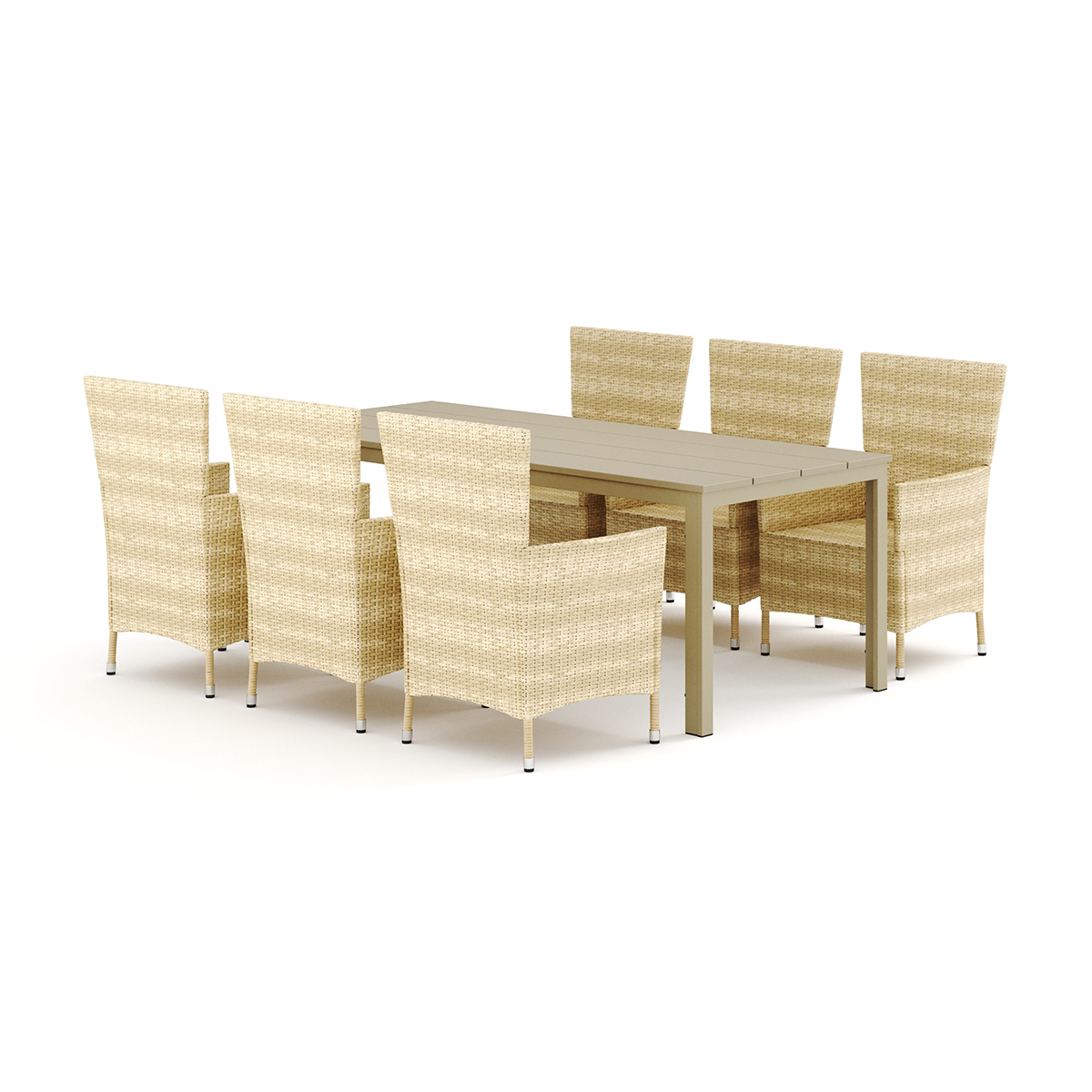 Trädgårdsgrupp Comfort Garden Tunis utomhus matgrupp 205x90 cm med 6 Thor Trädgårdsfåtölj