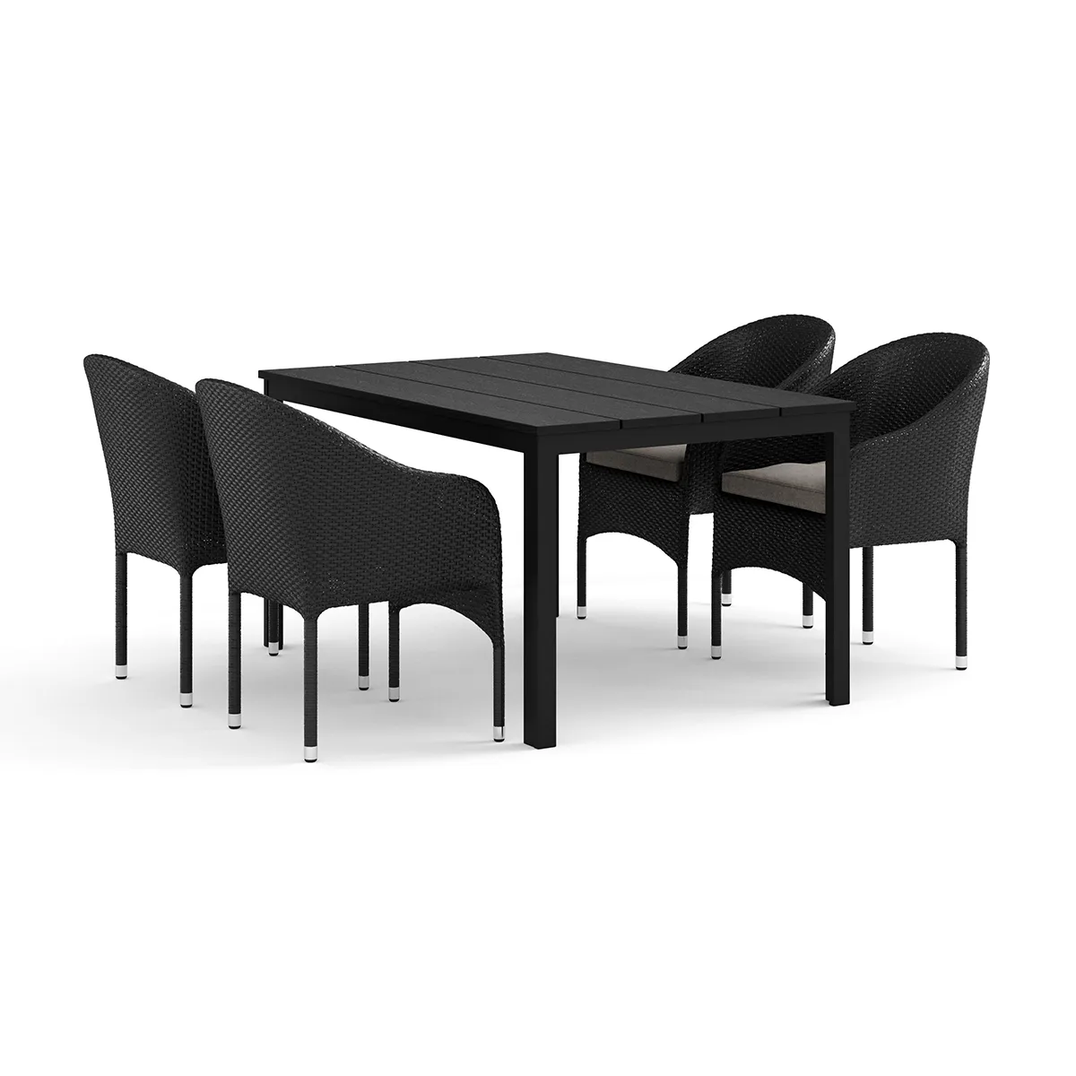 Trädgårdsgrupp Comfort Garden Tunis utomhus matgrupp 140x90 cm med 4 Thor fåtöljer