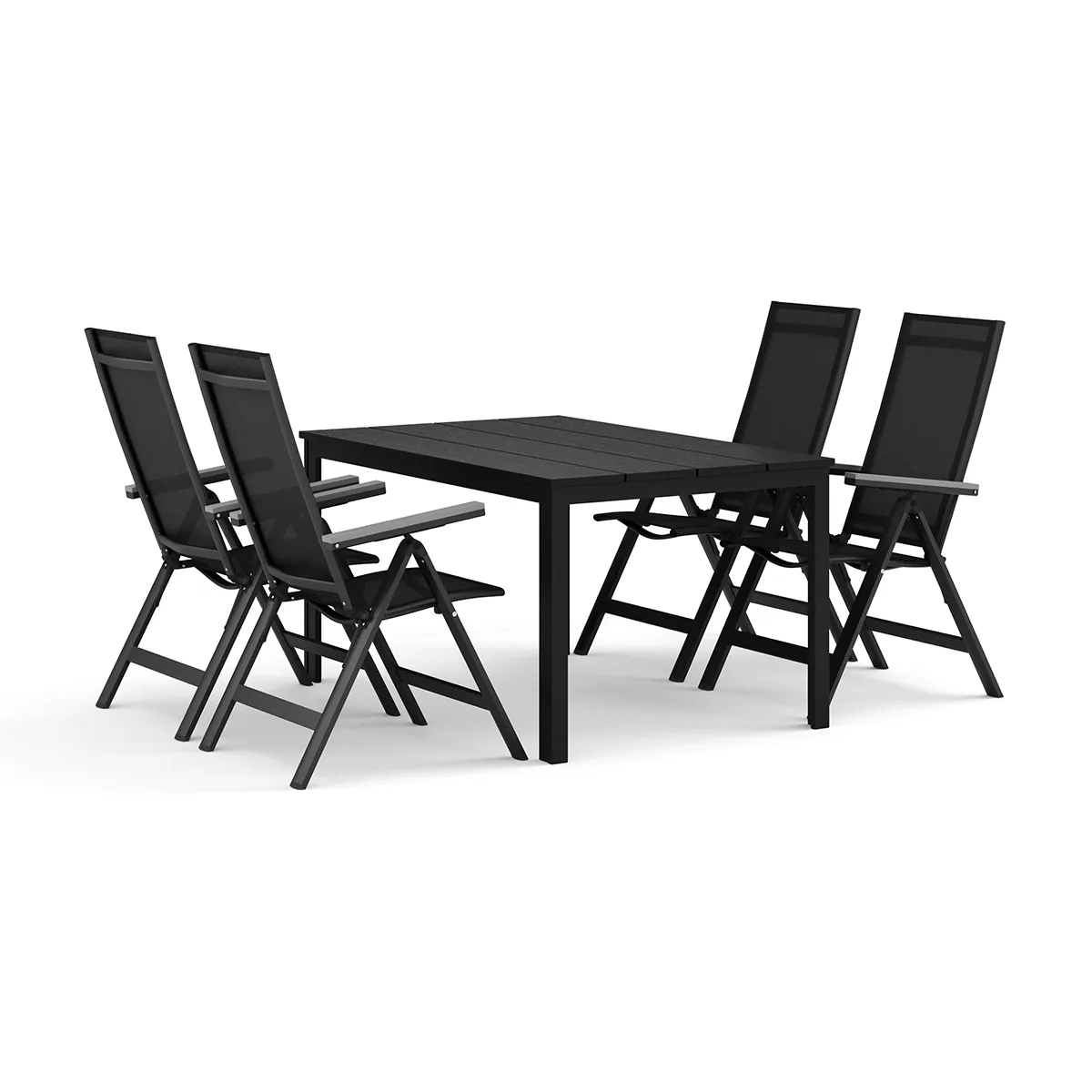 Trädgårdsgrupp Comfort Garden Tunis utomhus matgrupp 140x90 cm med 4 Monaco Light positionsstolar