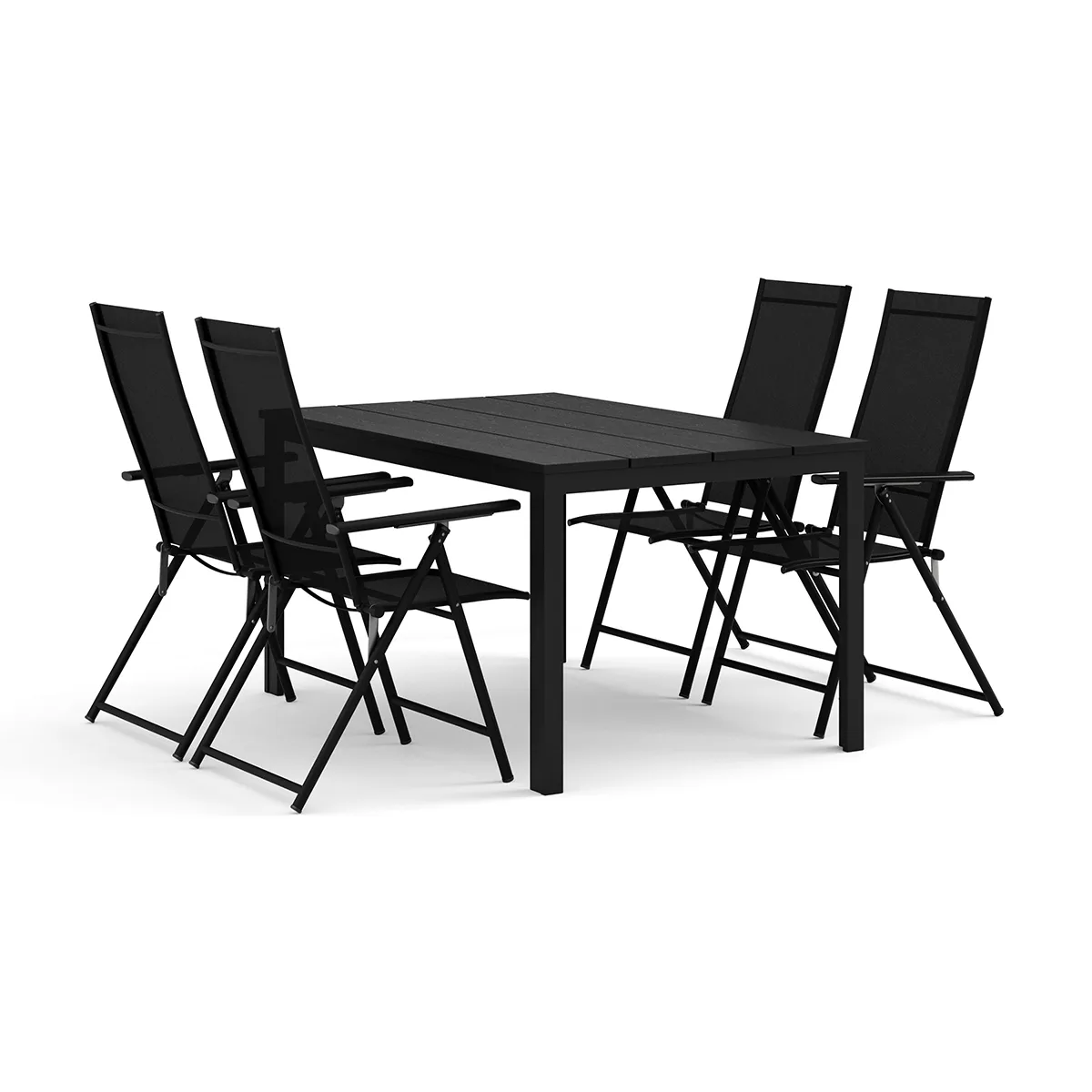 Trädgårdsgrupp Comfort Garden Tunis utomhus matgrupp 140x90 cm med 4 Sanna positionsstolar