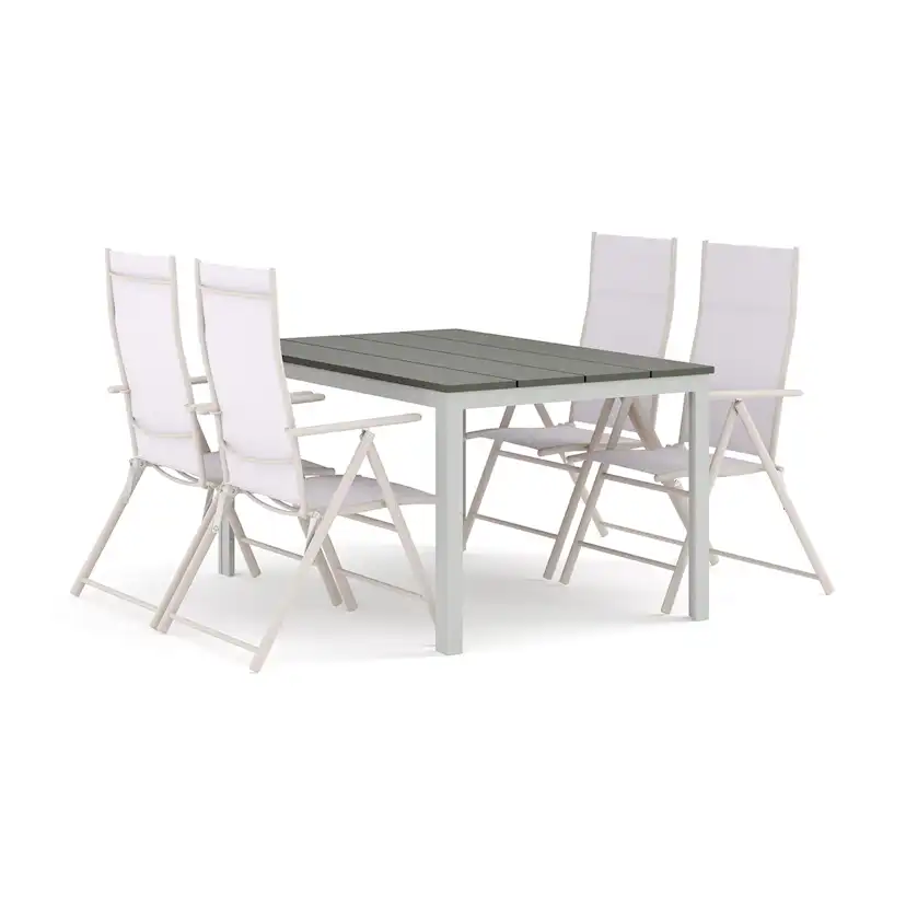 Trädgårdsgrupp Comfort Garden Tunis utomhus matgrupp 140x90 cm med 4 positionsstolar