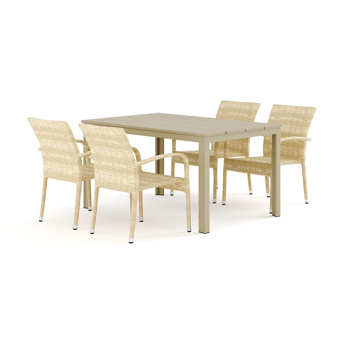 Trädgårdsgrupp Comfort Garden Tunis utomhus matgrupp 140x90 cm med 4 Thor Light Trädgårdsfåtölj