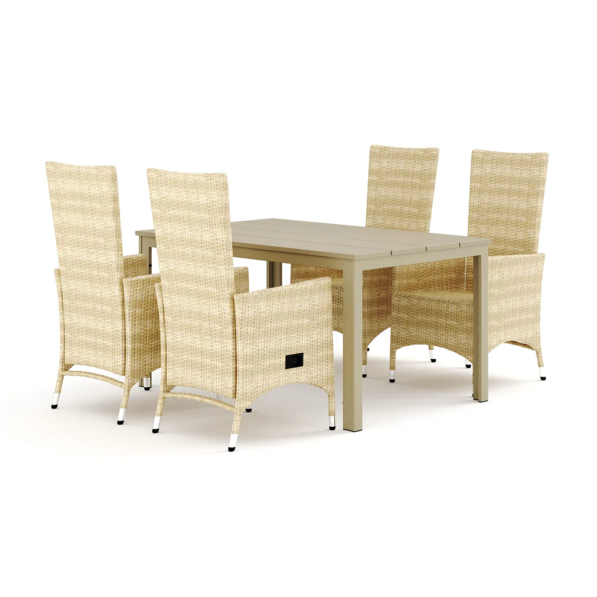 Trädgårdsgrupp Comfort Garden Tunis utomhus matgrupp 140x90 cm med 4 Jenny matstolar