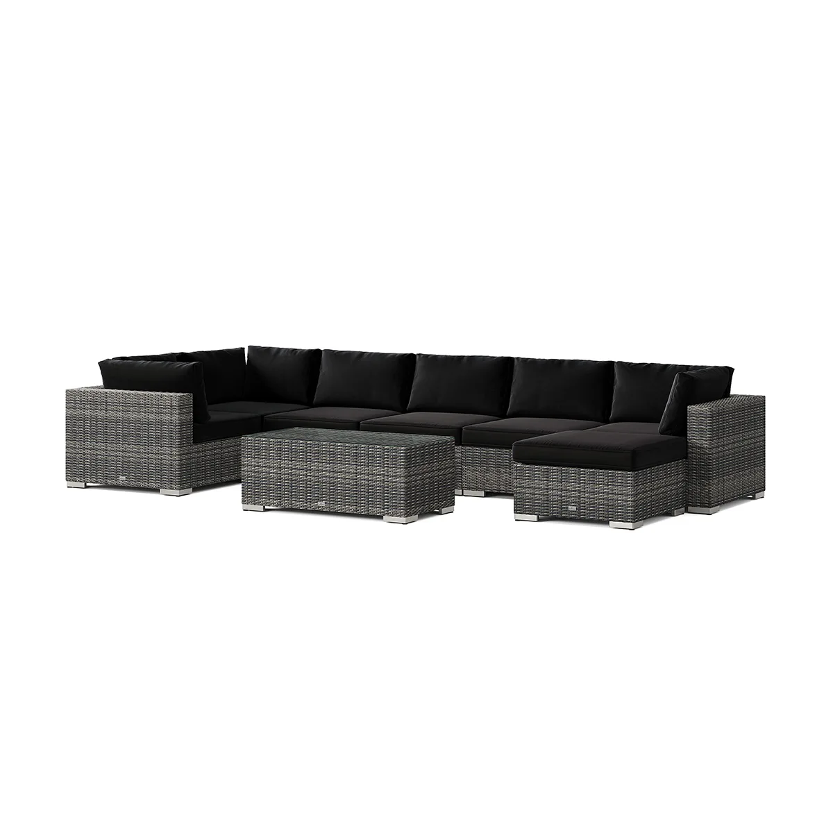 Loungegrupp Comfort Garden Bahamas U-formad utomhus loungegrupp 7-sits med vändbar divan och bord