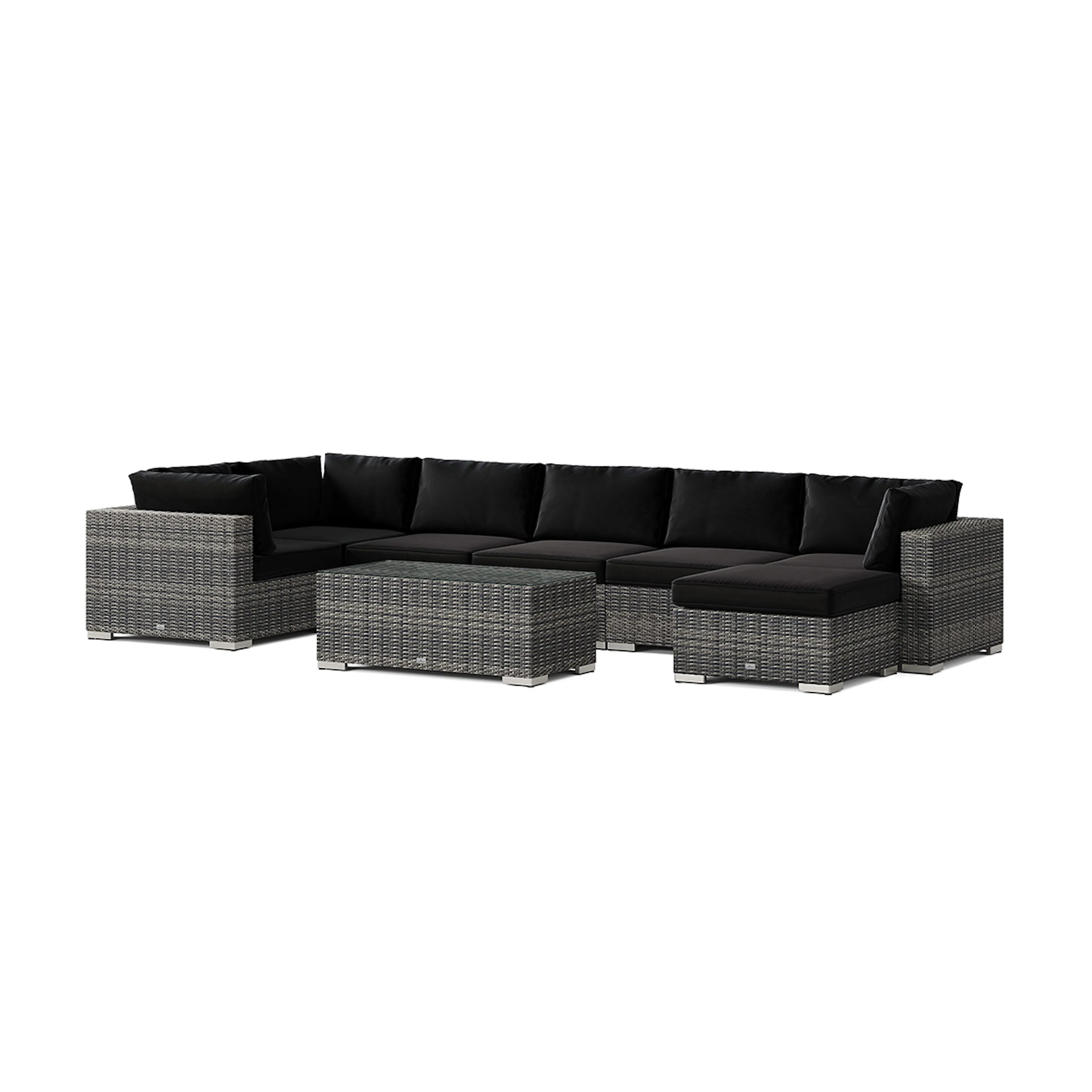 Loungegrupp Comfort Garden Bahamas U-formad utomhus loungegrupp 7-sits med vändbar divan och bord