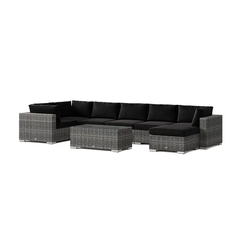 Loungegrupp Comfort Garden Bahamas U-formad utomhus loungegrupp 7-sits med vändbar divan och bord