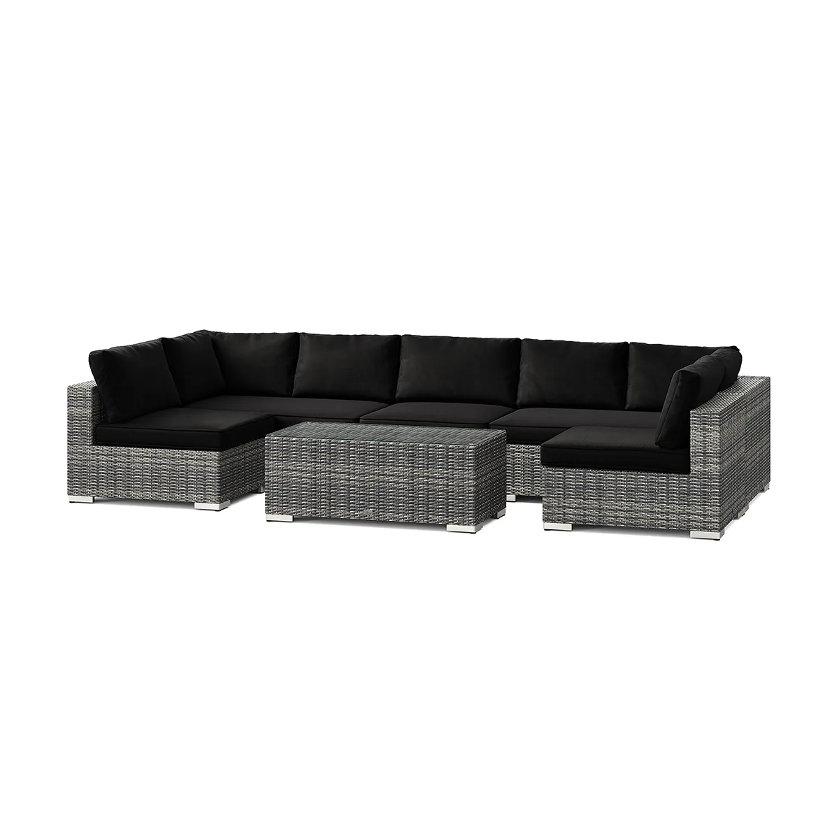 Loungegrupp Comfort Garden Bahamas U-formad utomhus loungegrupp med öppet avslut, 7-sits med bord