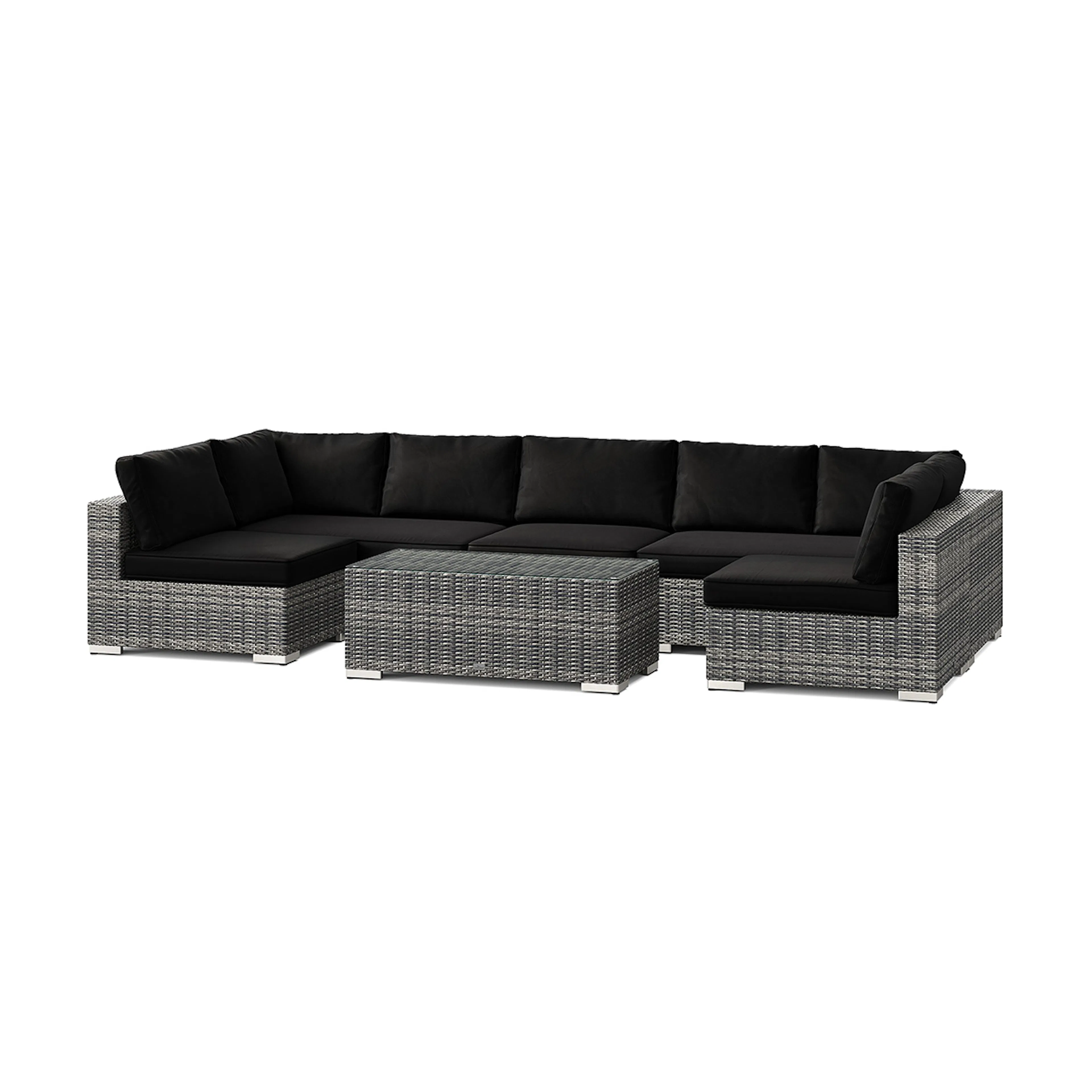 Loungegrupp Comfort Garden Bahamas U-formad utomhus loungegrupp med öppet avslut, 7-sits med bord