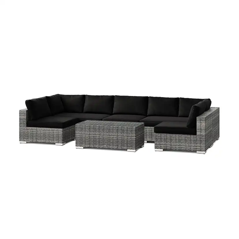 Loungegrupp Comfort Garden Bahamas U-formad utomhus loungegrupp med öppet avslut, 7-sits med bord