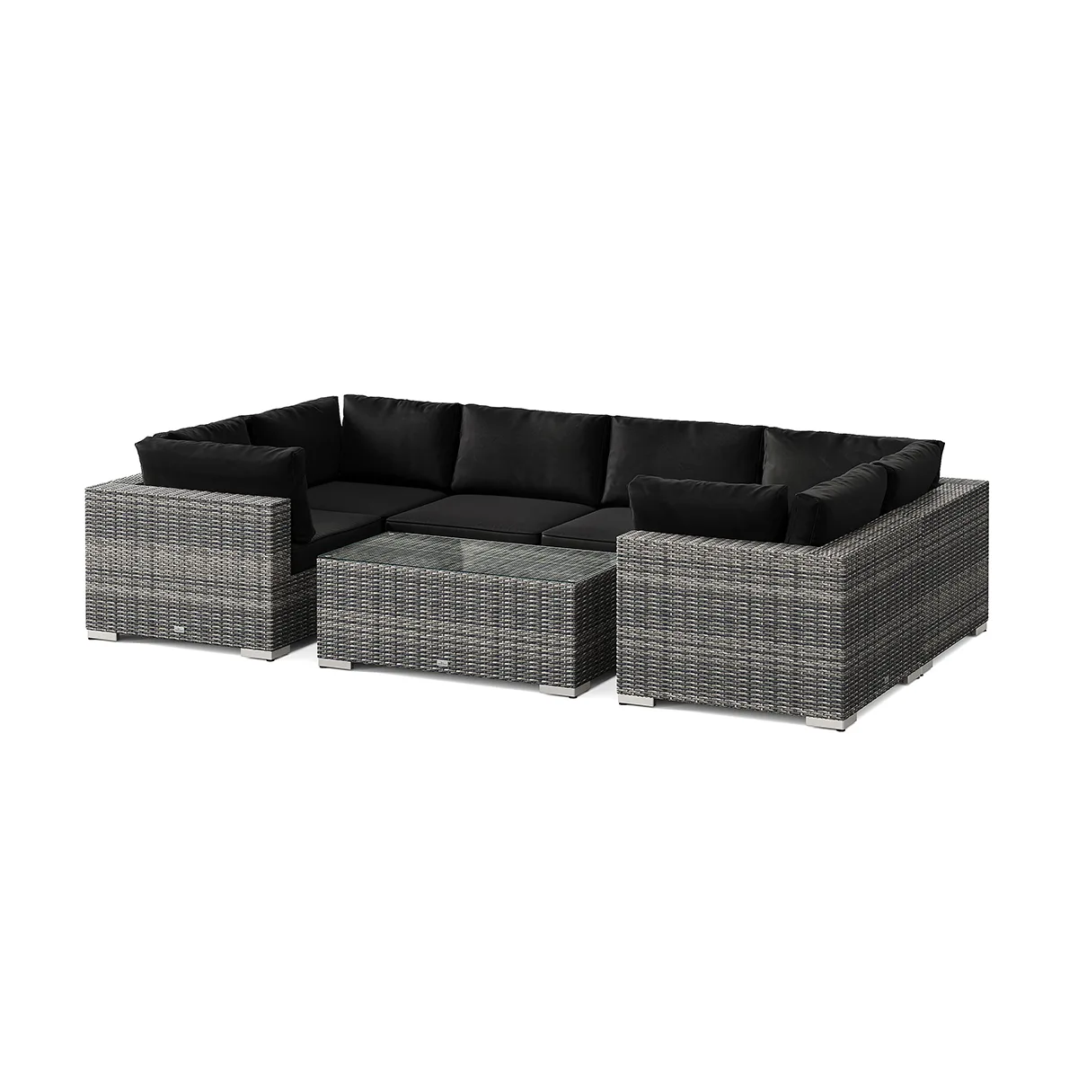 Loungegrupp Comfort Garden Bahamas U-formad utomhus loungegrupp med stängt avslut, 6-sits med bord