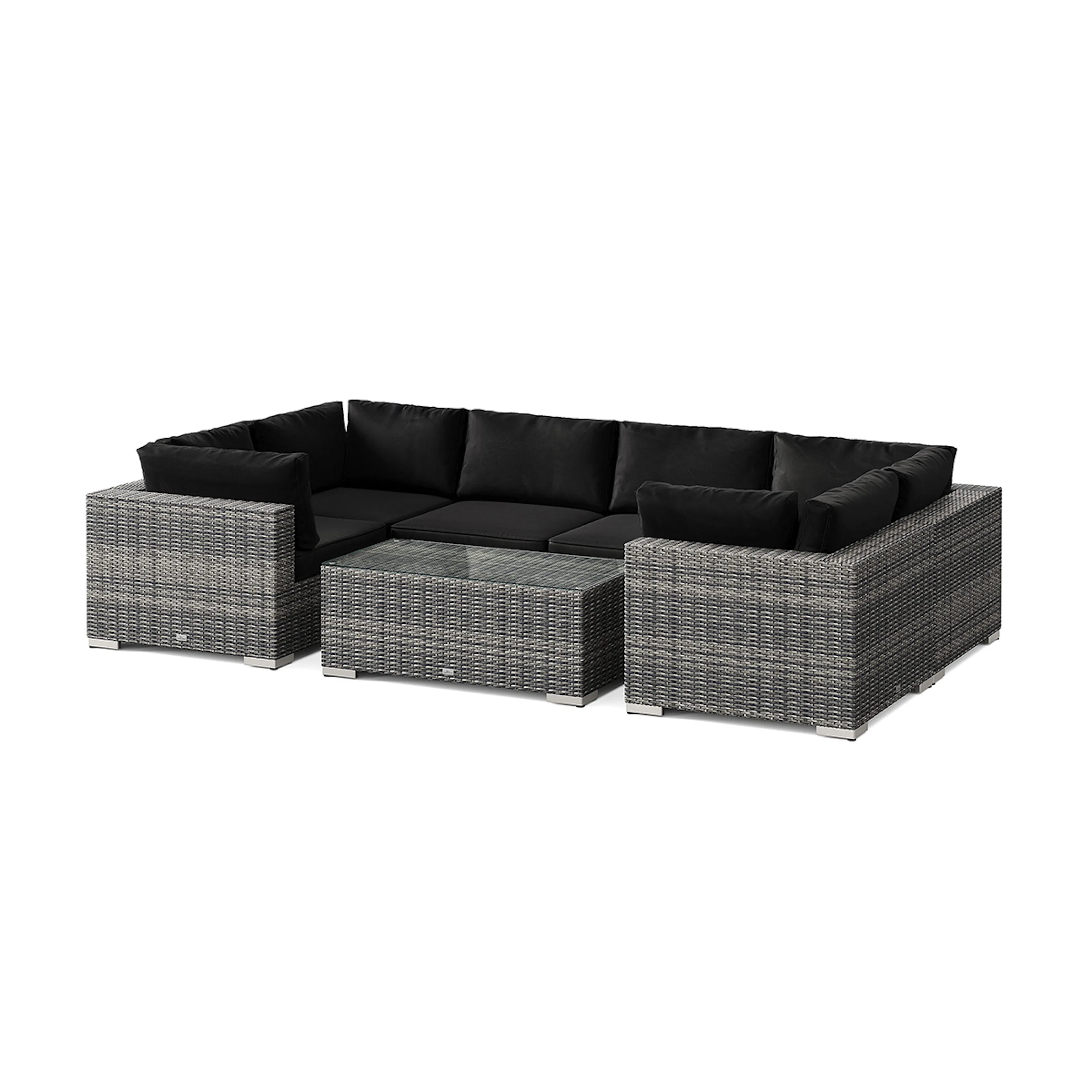 Loungegrupp Comfort Garden Bahamas U-formad utomhus loungegrupp med stängt avslut, 6-sits med bord