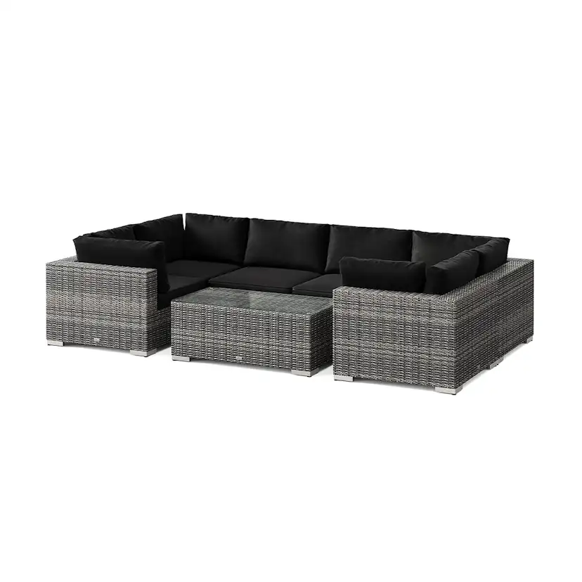 Loungegrupp Comfort Garden Bahamas U-formad utomhus loungegrupp med stängt avslut, 6-sits med bord