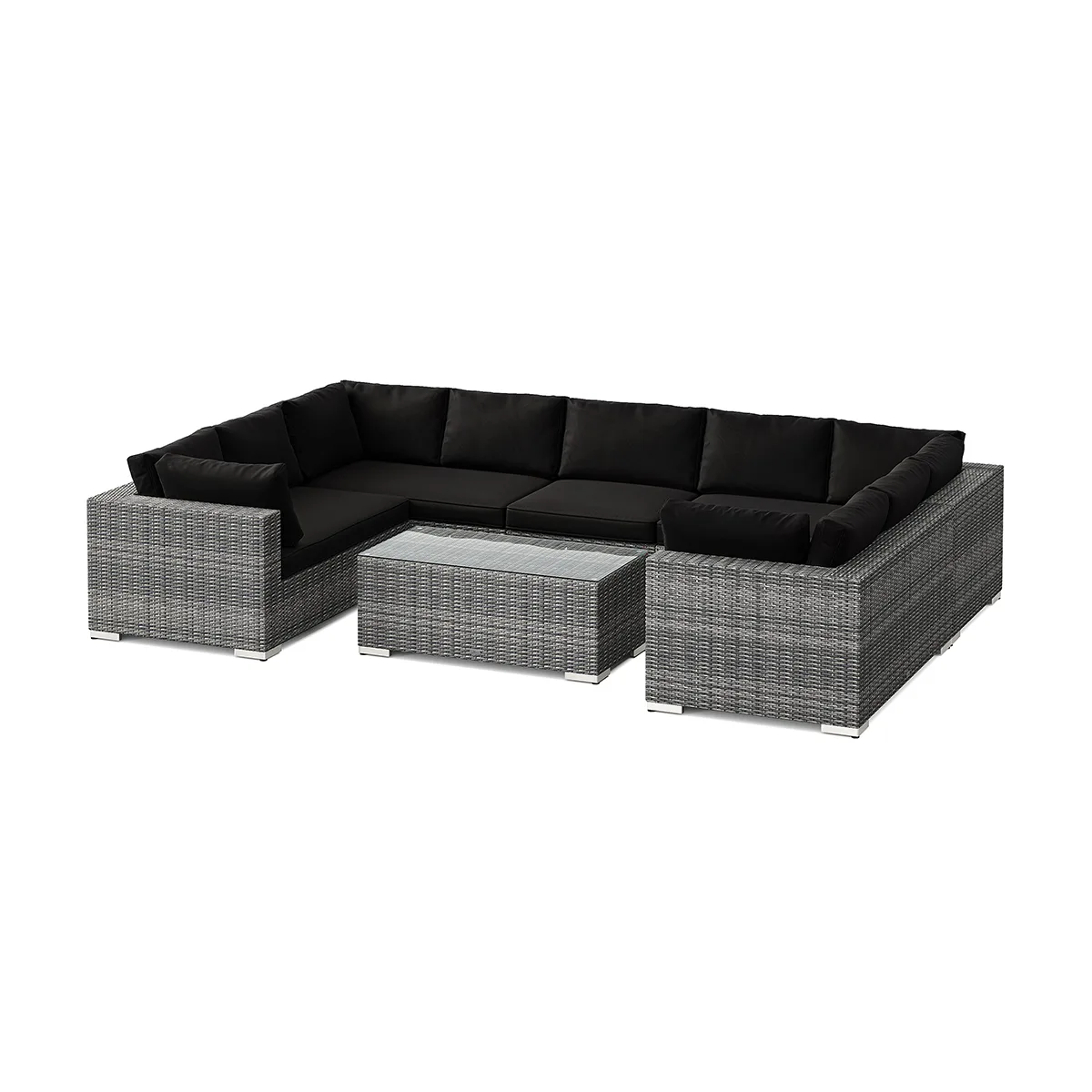 Loungegrupp Comfort Garden Bahamas U-formad utomhus loungegrupp med stängt avslut, 9-sits med bord