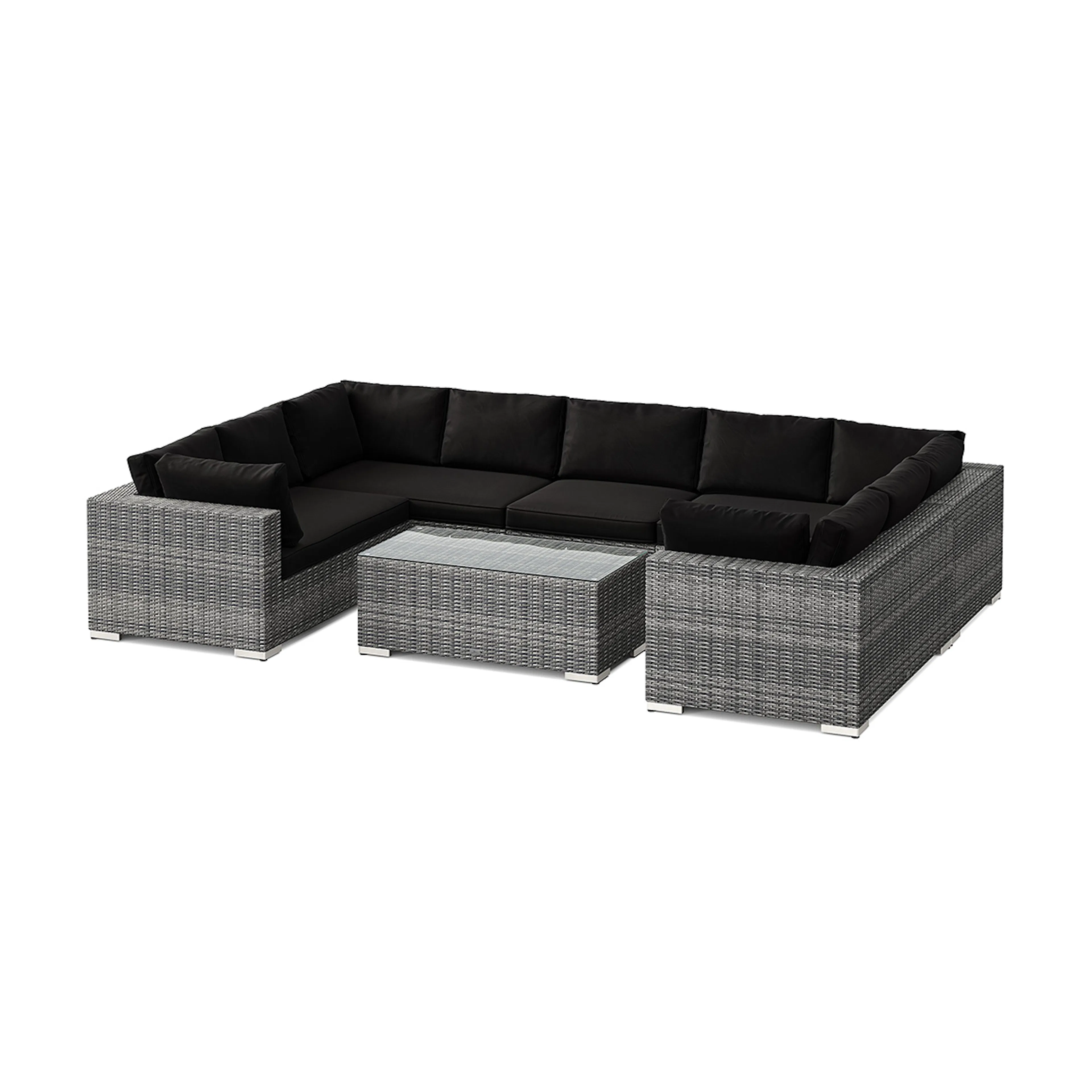 Loungegrupp Comfort Garden Bahamas U-formad utomhus loungegrupp med stängt avslut, 9-sits med bord