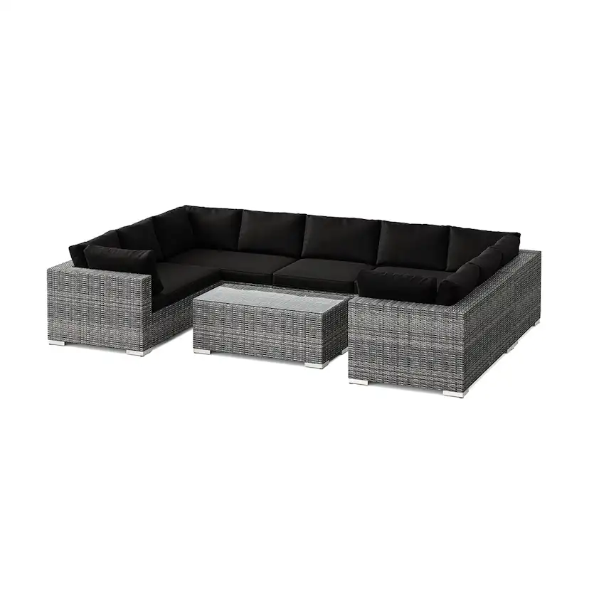 Loungegrupp Comfort Garden Bahamas U-formad utomhus loungegrupp med stängt avslut, 9-sits med bord