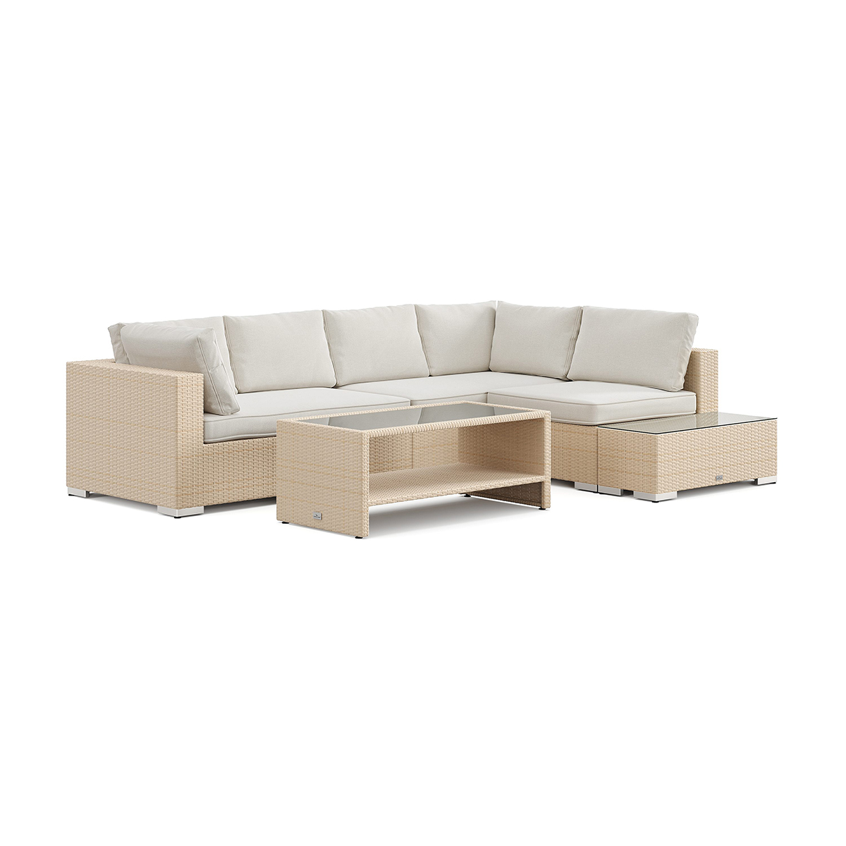 Loungegrupp Comfort Garden Bahamas utesoffa 5-sits vändbar schäslong med avslut och bord med hylla