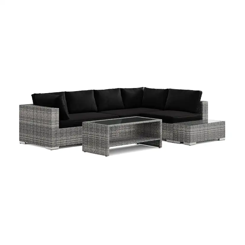 Loungegrupp Comfort Garden Bahamas utesoffa 5-sits vändbar schäslong med avslut och bord med hylla