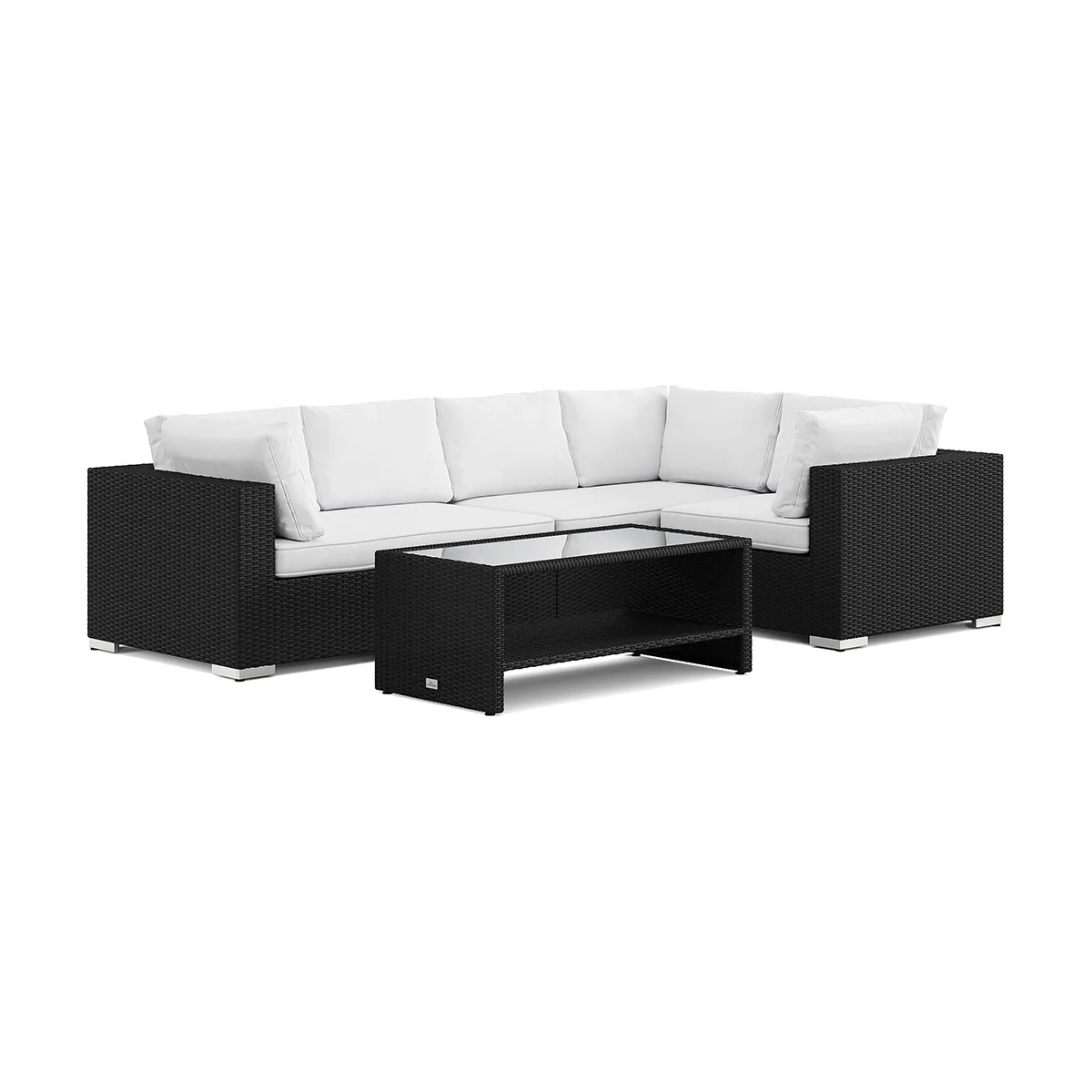 Loungegrupp Comfort Garden Bahamas utomhus Schäslongsoffa 5-sits vändbar och bord med hylla