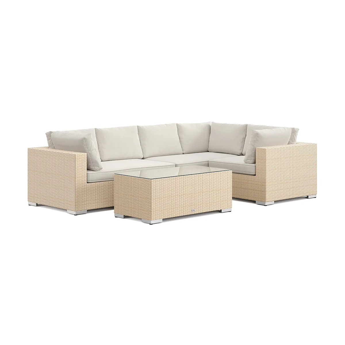Loungegrupp Comfort Garden Bahamas utomhus hörnsoffa schäslong 5-sits vändbar med bord