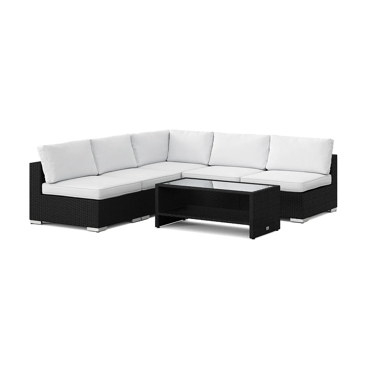 Loungegrupp Comfort Garden Bahamas utomhus hörnsoffa 5-sits vändbar med öppet avslut och bord med hylla