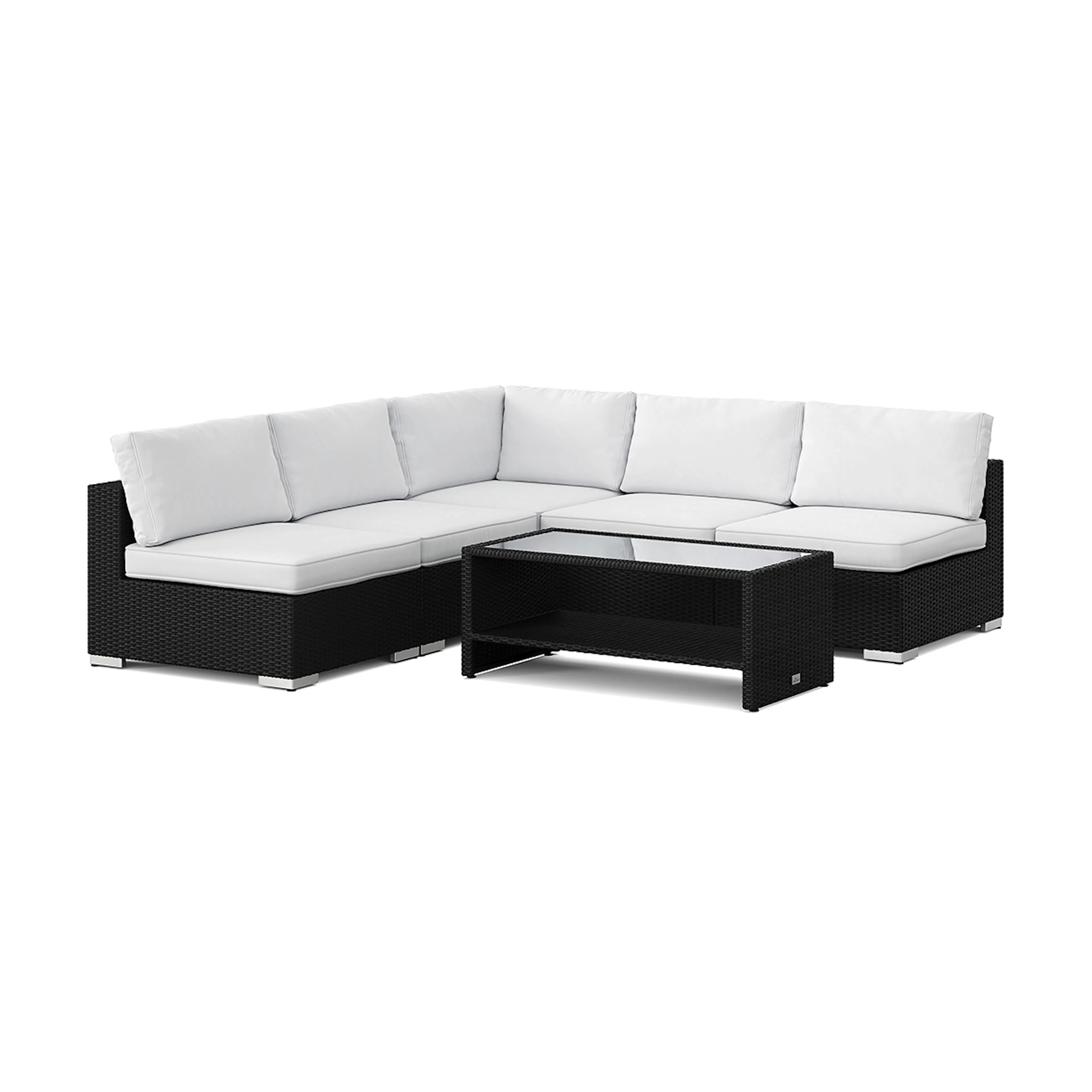 Loungegrupp Comfort Garden Bahamas utomhus hörnsoffa 5-sits vändbar med öppet avslut och bord med hylla