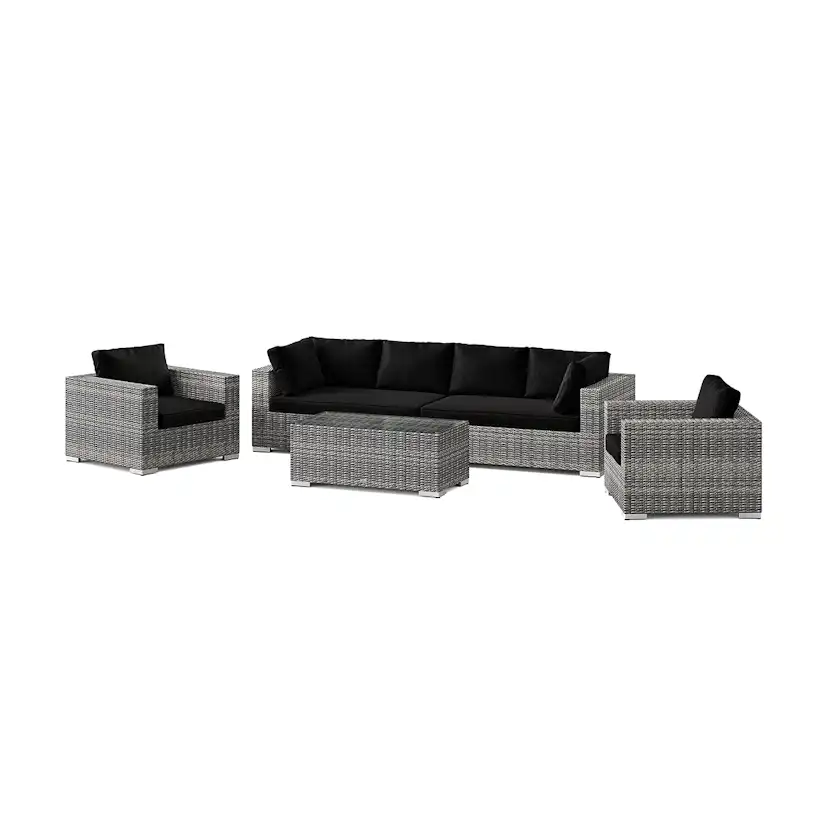 Loungegrupp Comfort Garden Bahamas utomhus soffgrupp 6-sits med två fåtöljer och bord